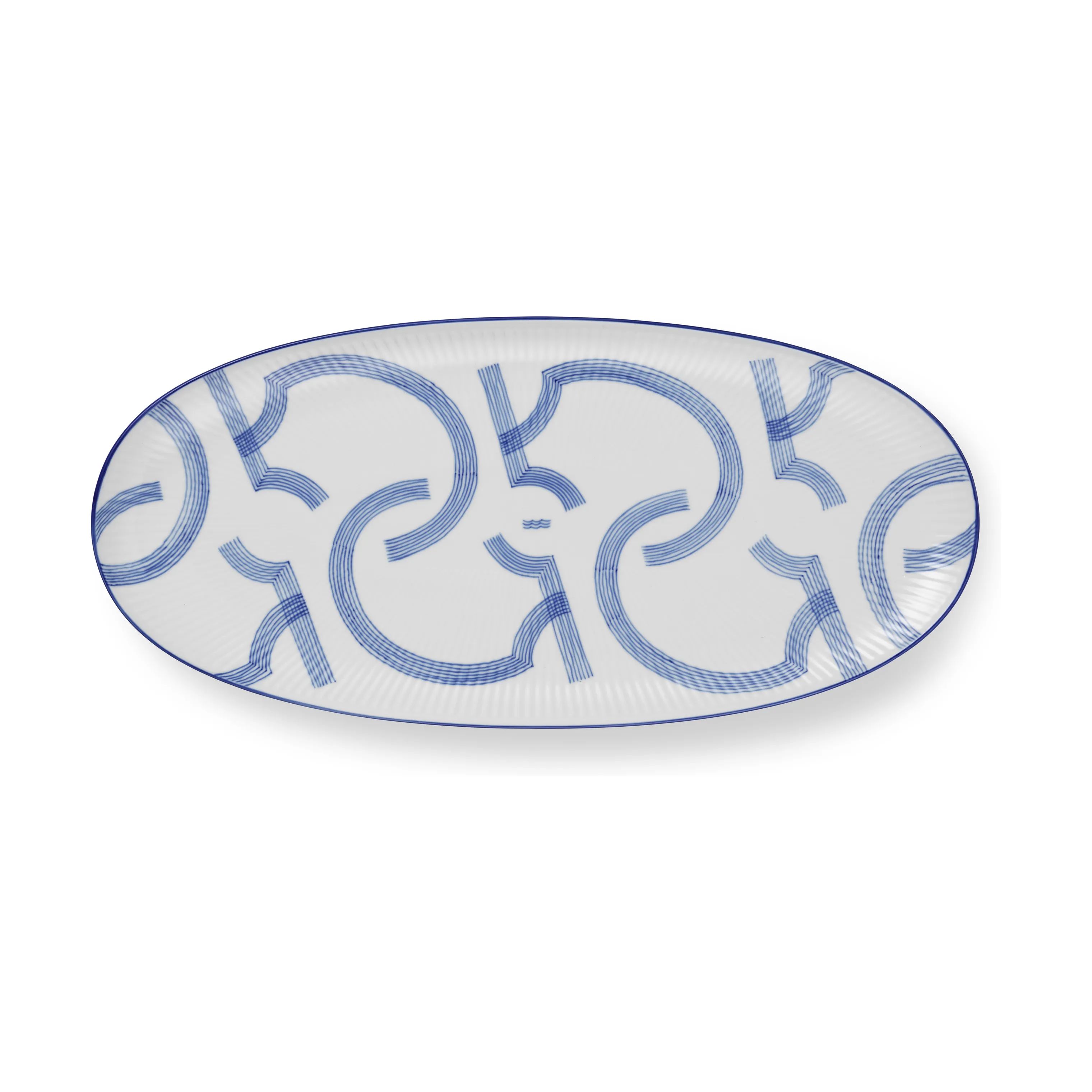 Royal Copenhagen Serveringsfade Motif Ovalt Fad i Koboltblå/hvid, 1