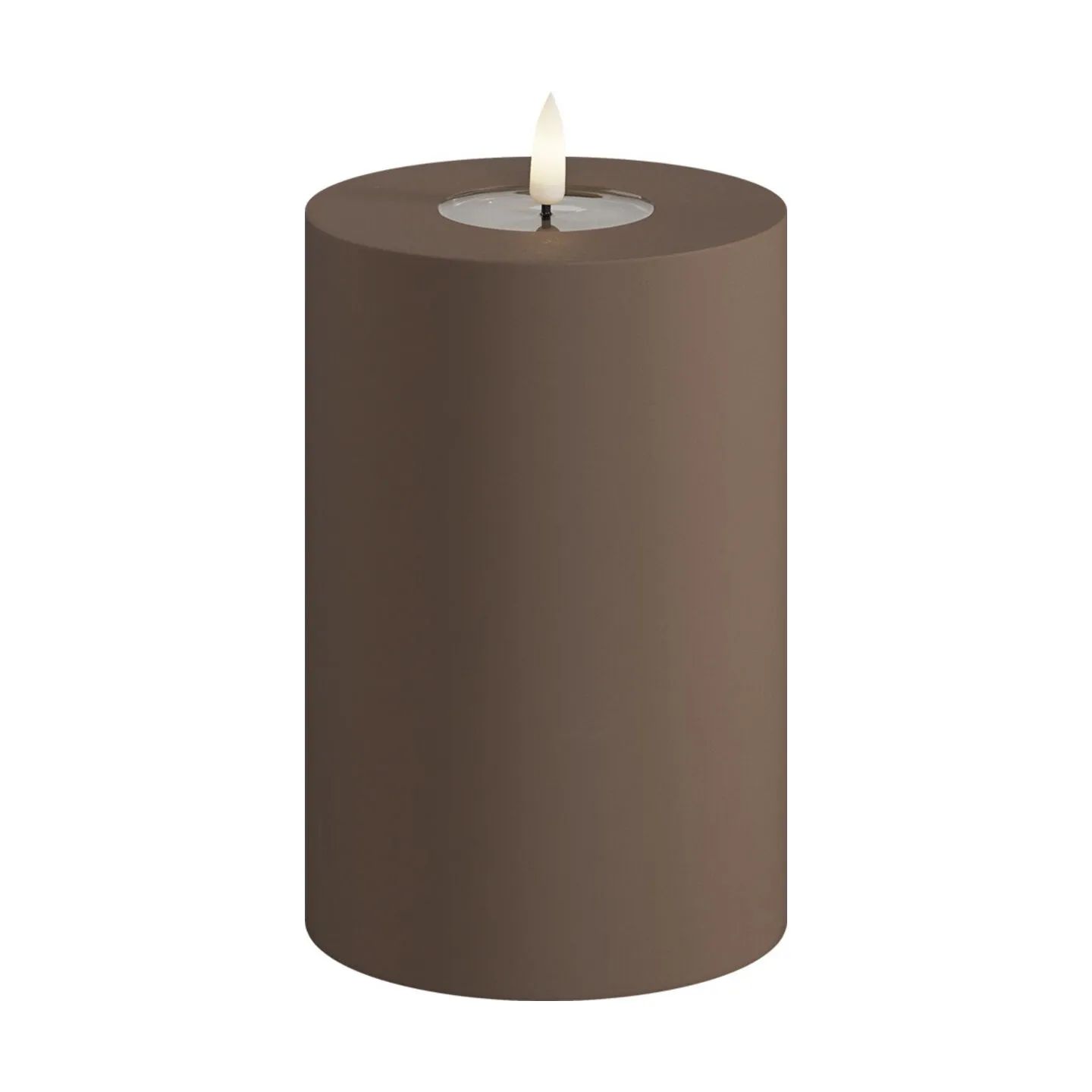 Deluxe Homeart LED-lys Real Flame LED Udendørs Bloklys i Karamel, 15 cm, 1