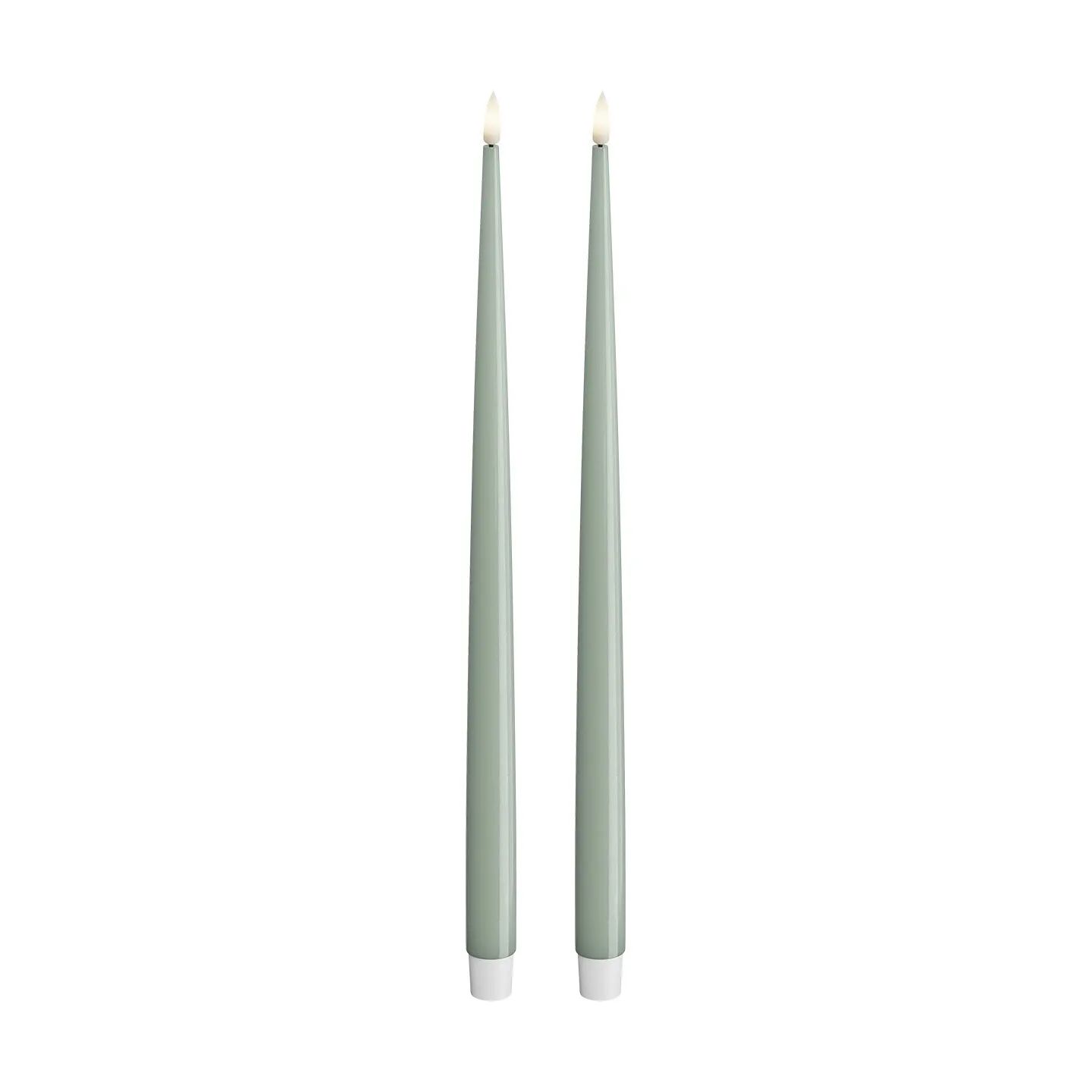 Deluxe Homeart LED-lys Real Flame LED Kertelys m. lak - 2 stk. i Salvie grøn, 38 cm, 1