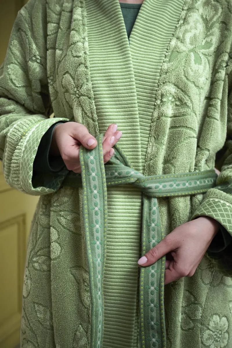 PIP Studio Morgenkåber Jasmin Jacquard Badekåbe i Grøn, Str. XL, 2