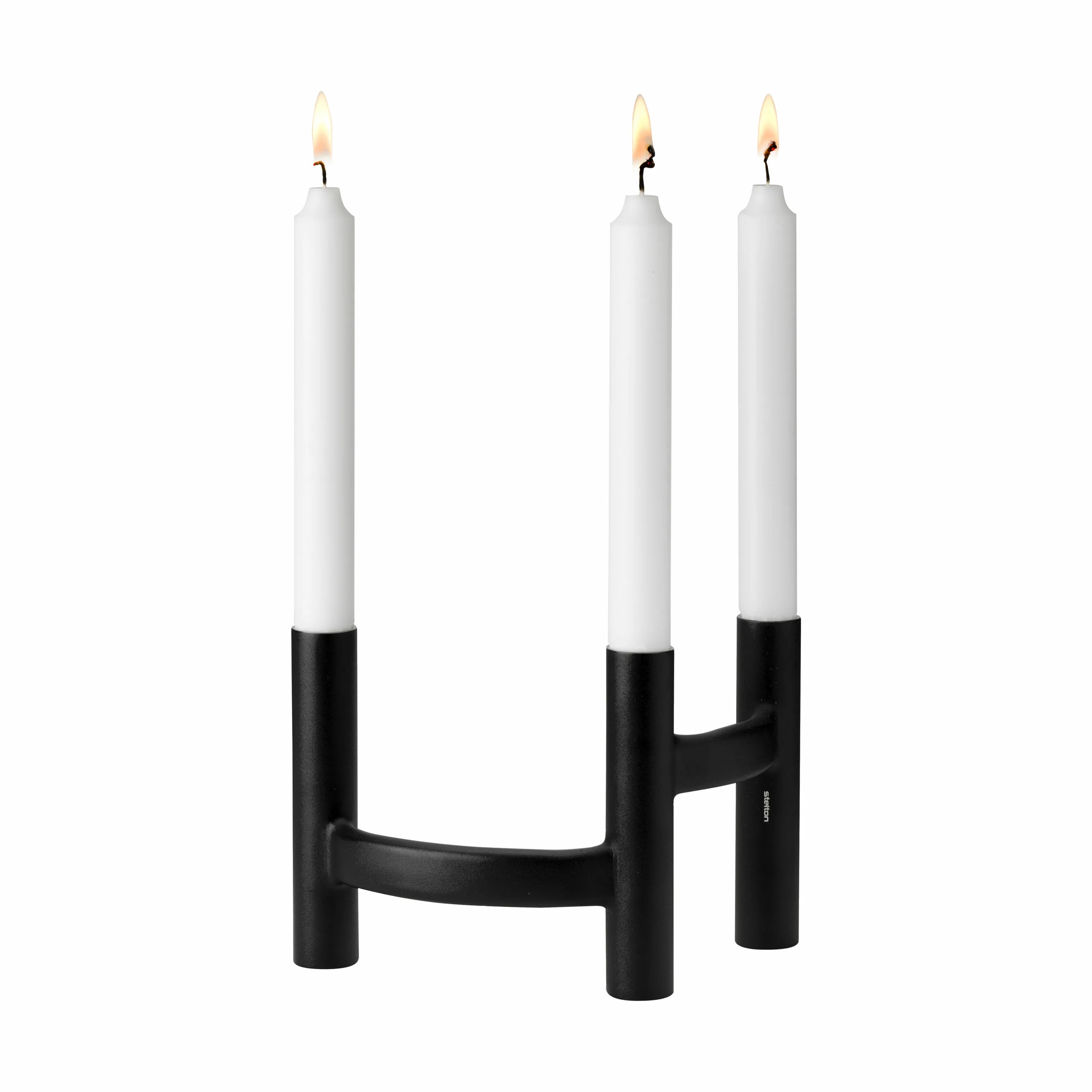 Stelton Kronelysestage Nordic Ora Trearmet Lysestage i Sort, 13 cm, 2