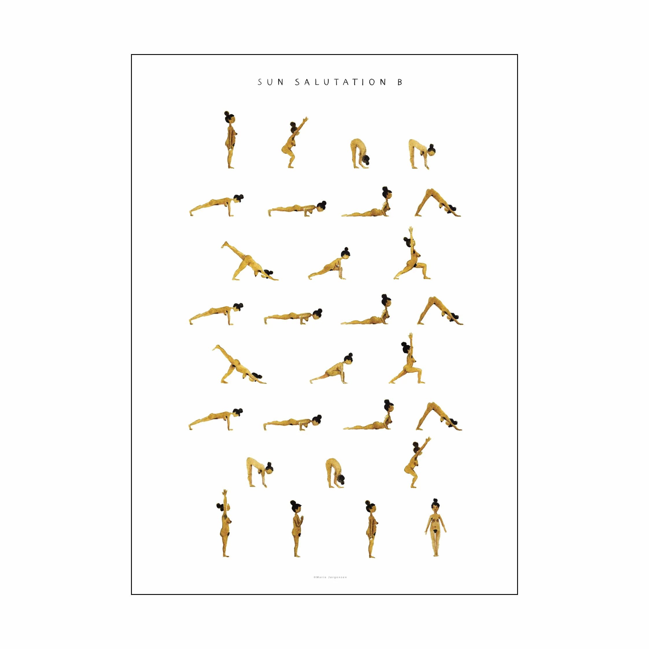 Poster&Frame Plakater plakat - Sun salutation a woman i Gul, B50 x L70 cm, 1