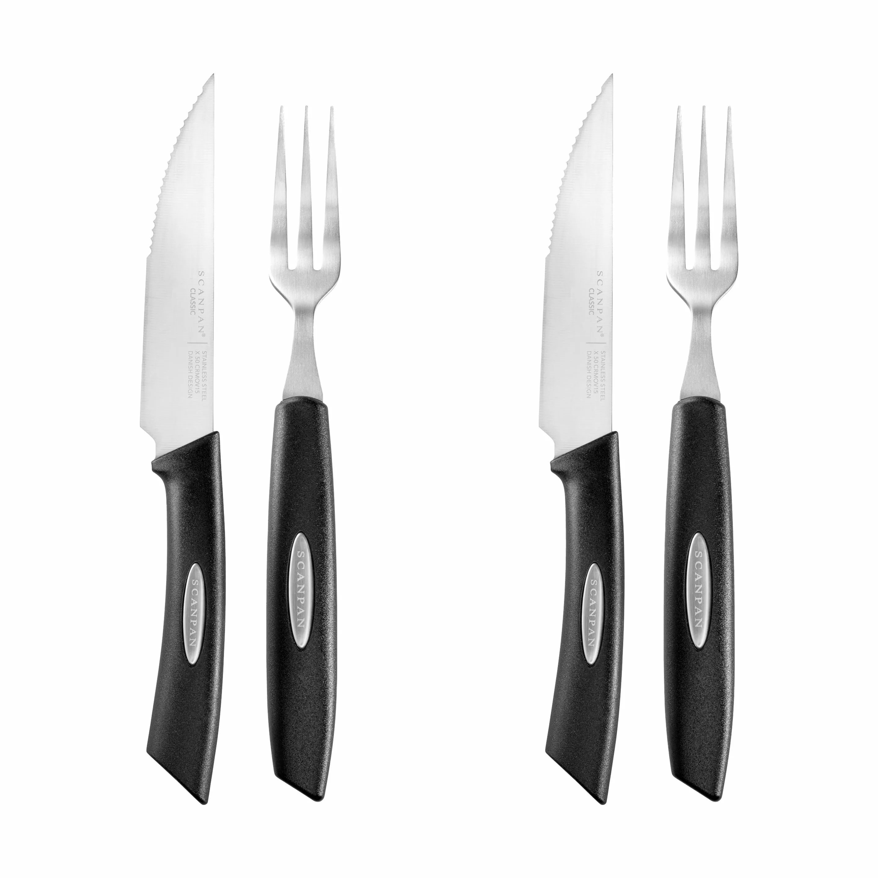 Scanpan Bestiksæt Texas Steakbestik - 4 dele i sort;sølv, 1