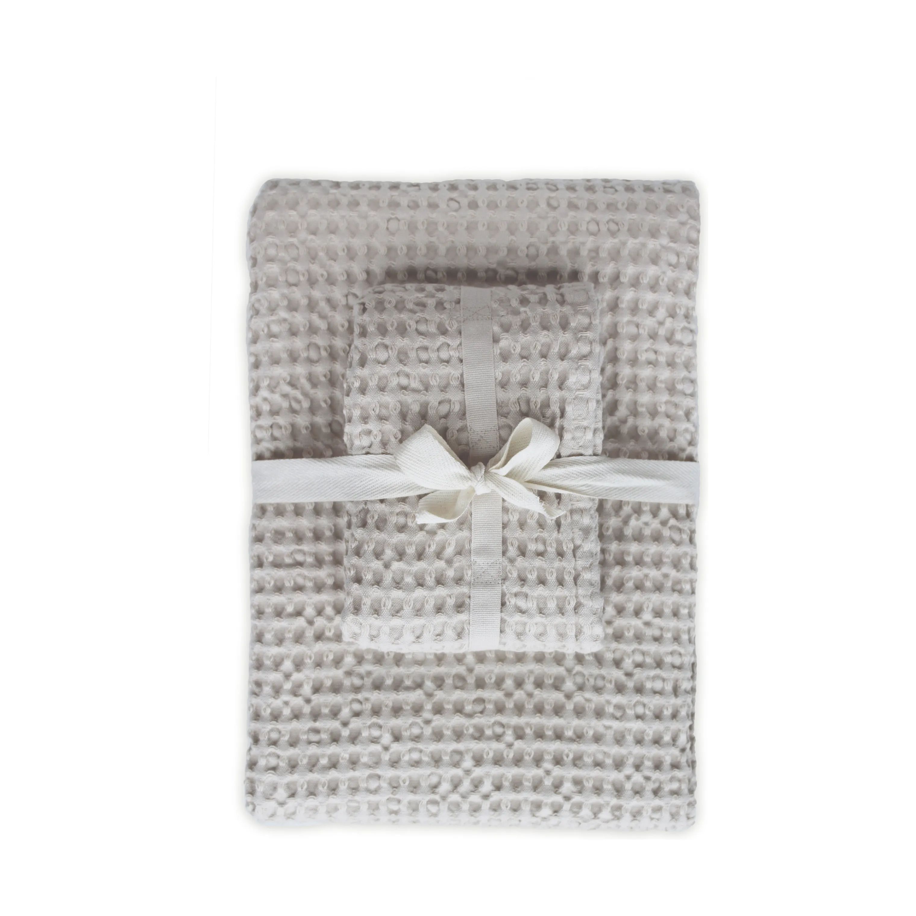 The Organic Company Håndklæder Big waffle Gavesæt - 2 dele i Beige, 150 cm, 1