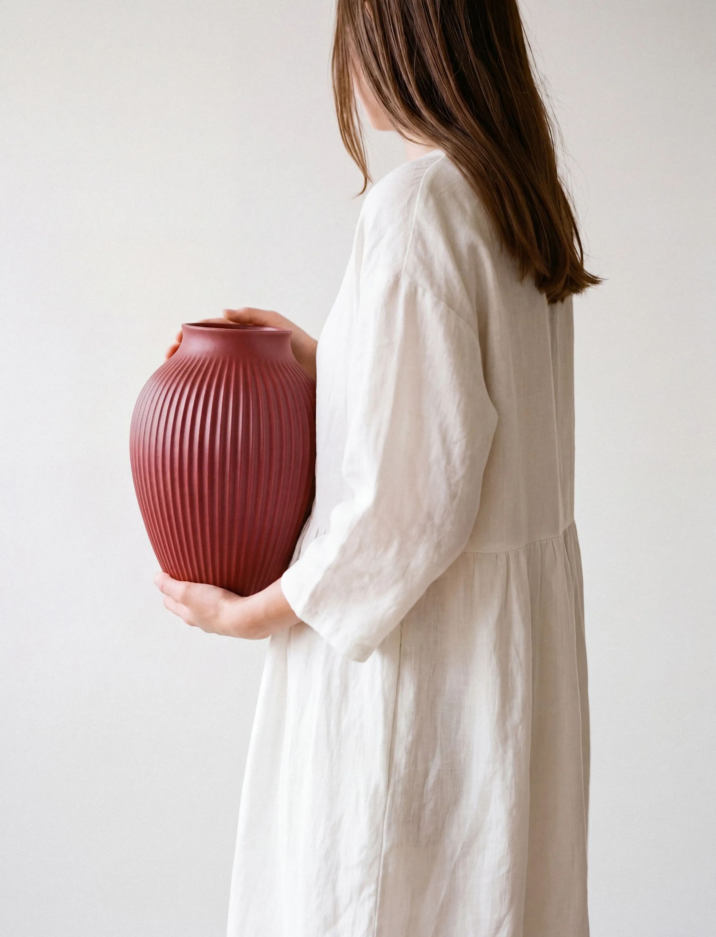 Knabstrup Keramik Vaser Riller Vase i Soft cherry, 27 cm, 4