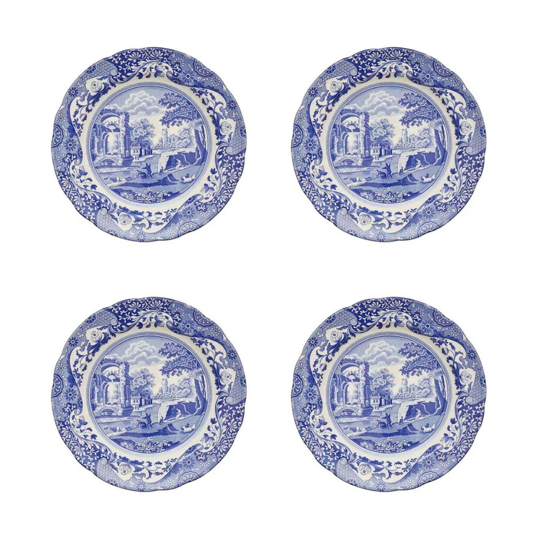 Spode Kagetallerkener Blue Italian Blue Italien Sidetallerken - 4 stk. i Blå/hvid, 1