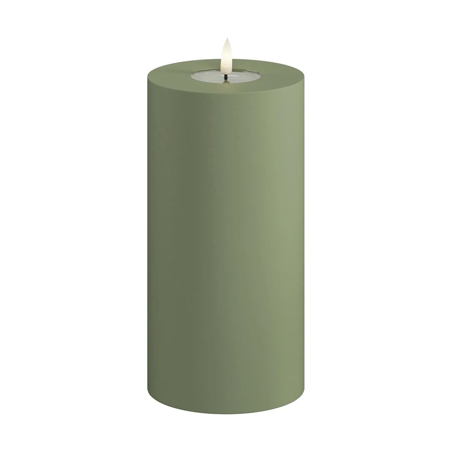 Deluxe Homeart LED-lys Real Flame LED Udendørs Bloklys i Støvet Grøn, 20 cm, 1