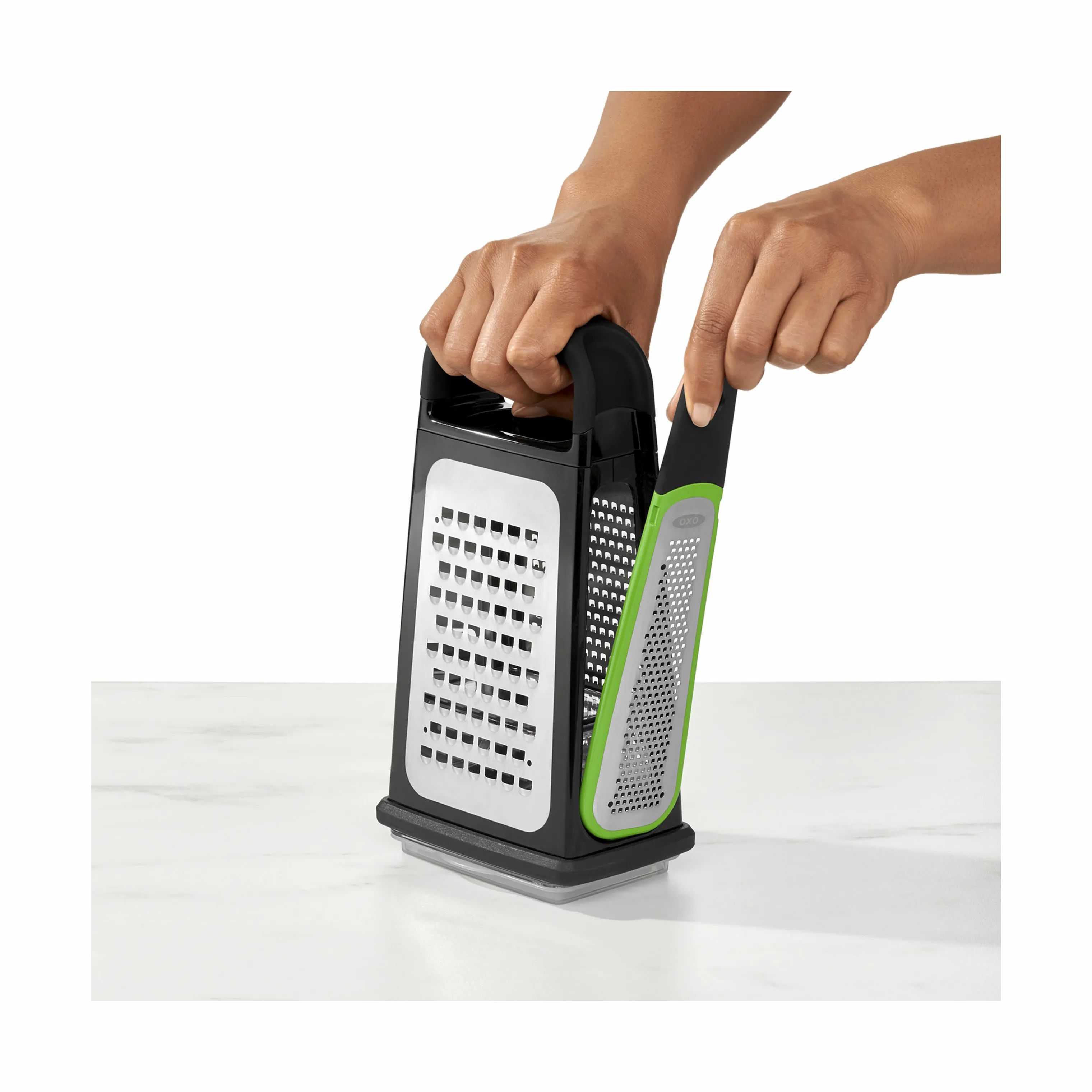 OXO Rivejern Good Grips Box Rivejern m. opsamler i sort/stål, 4