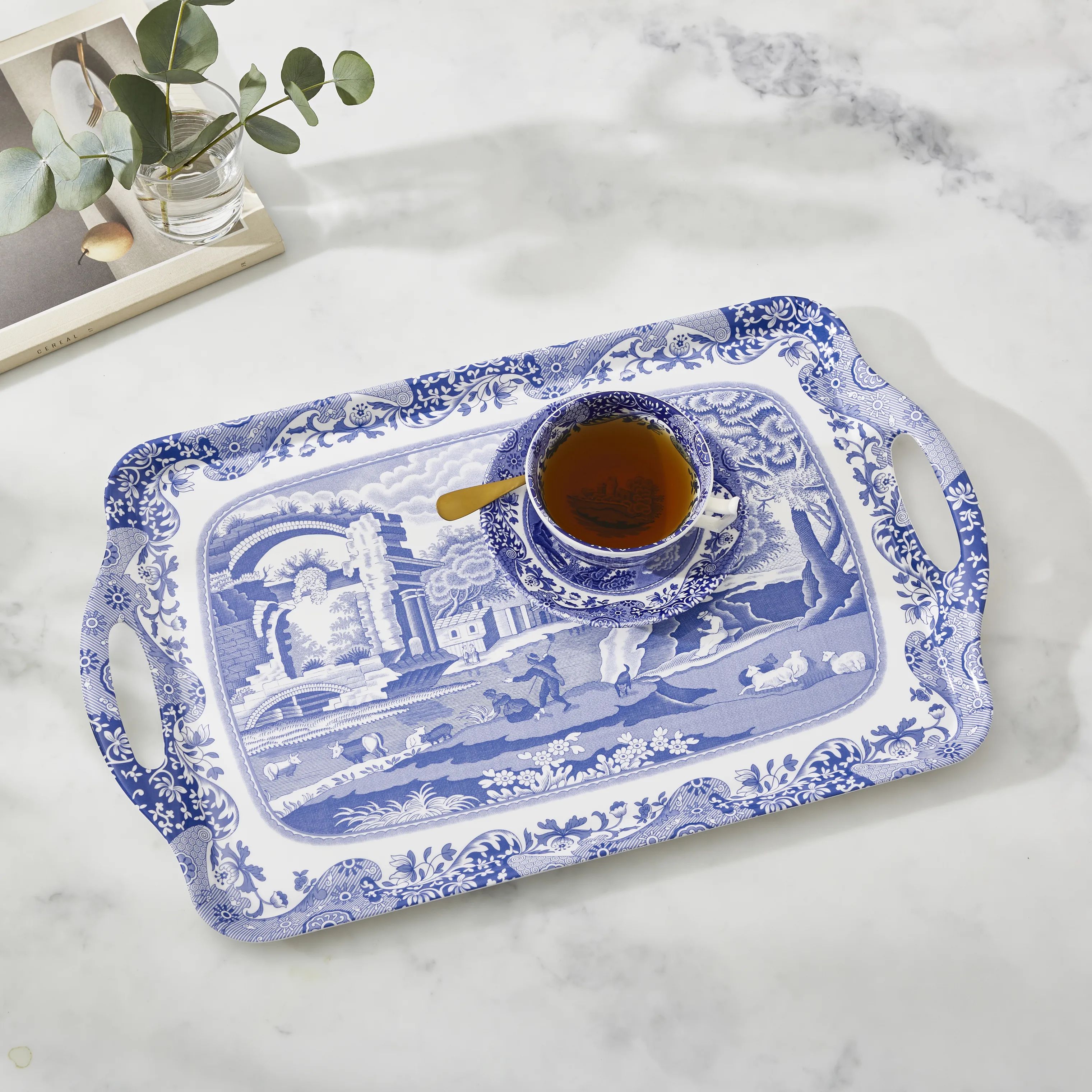 Pimpernel Bakker Blue Italian Serveringsbakke i Blå/Hvid, 3