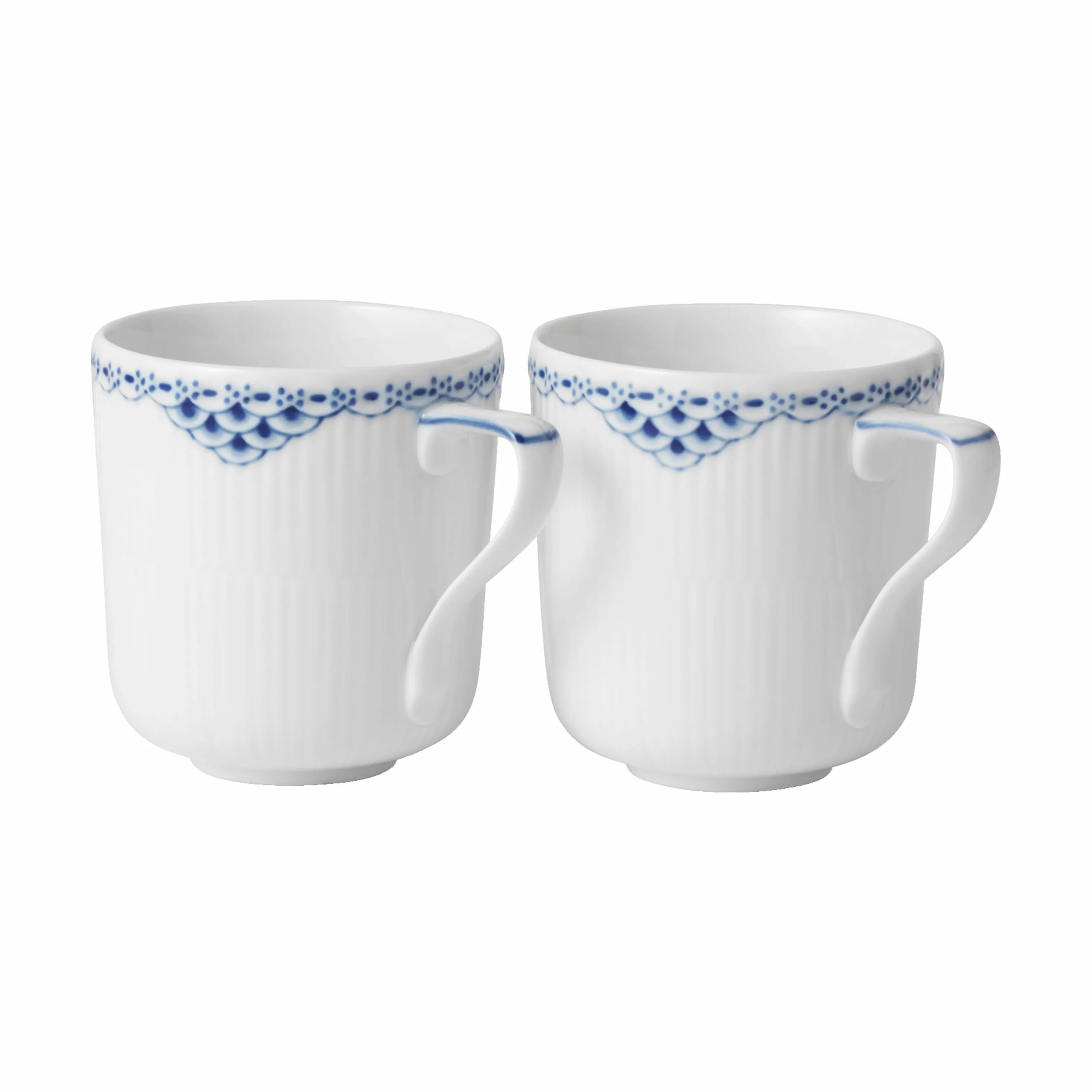 Royal Copenhagen Krus og kopper med hank Prinsesse Krus - 2 stk. i Koboltblå/hvid, 30 cl, 1