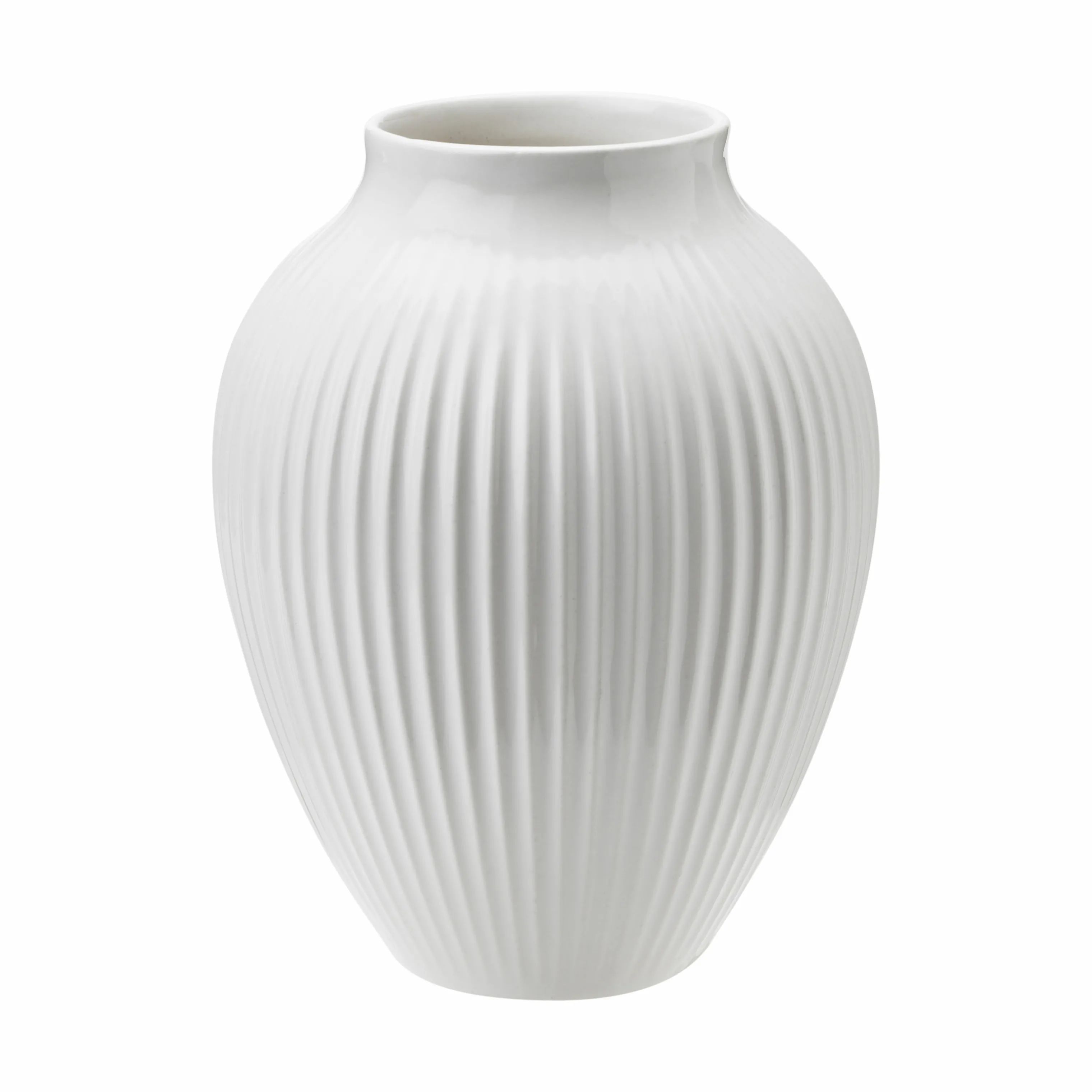 Knabstrup Keramik Vaser Riller Vase i Hvid riller, 12,5 cm, 1
