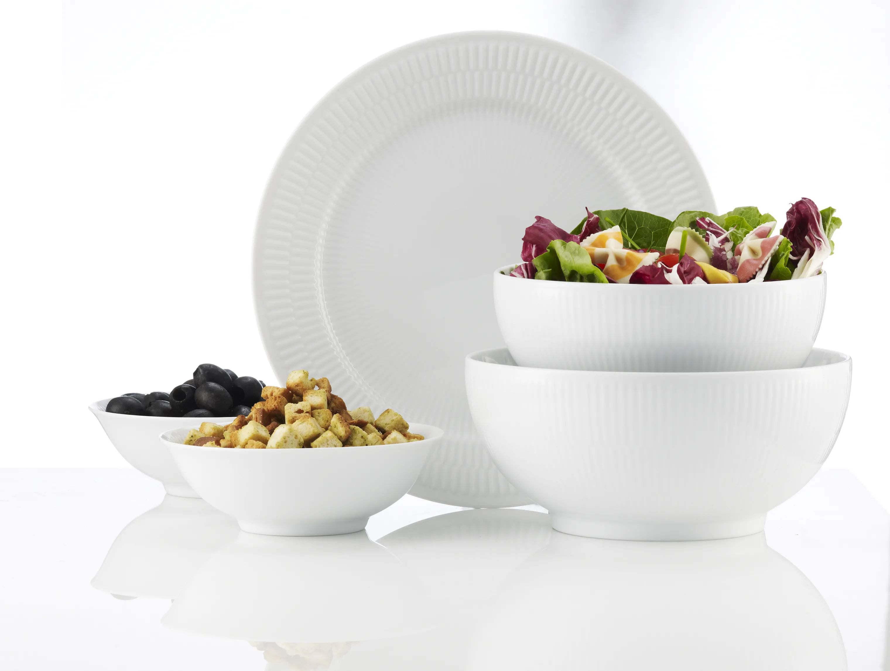 Royal Copenhagen Serveringsskåle Hvid Riflet Skåle - 2 stk. i Hvid, 16 cm, 2