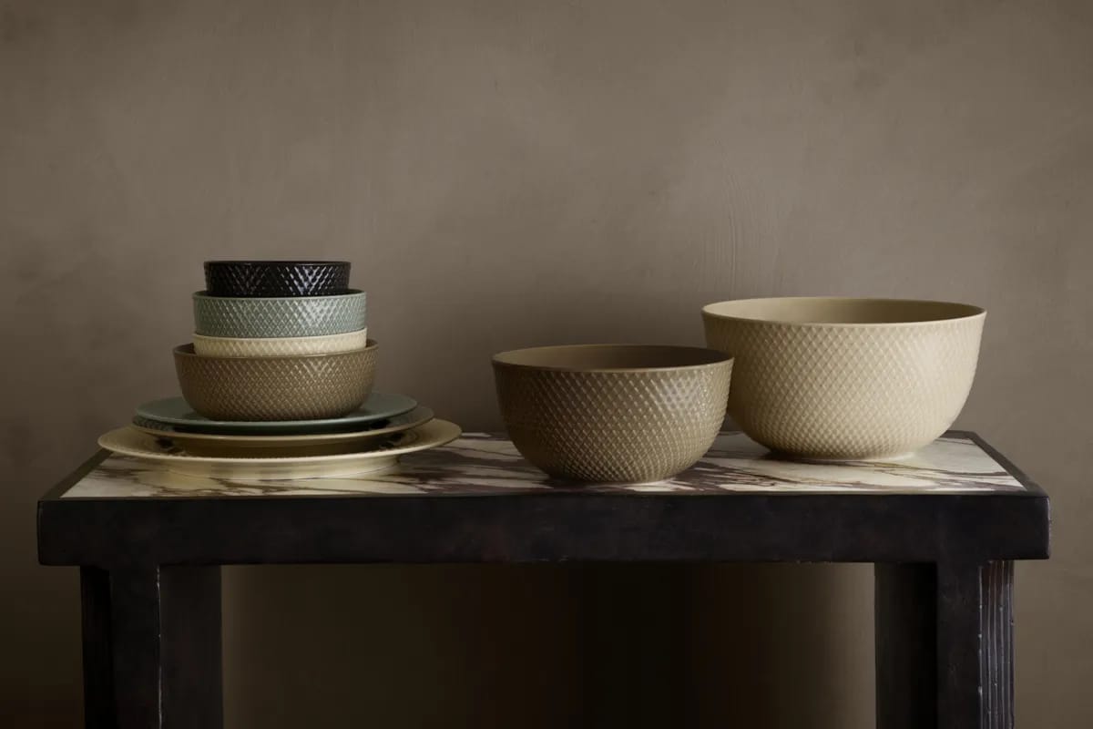 Lyngby Porcelæn Skåle Rhombe Earth Skål i Marble, 2