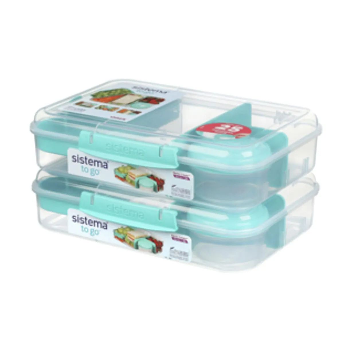 Sistema Opbevaringsbokse Lunch Madkasse - 2 dele i Klar/mint, 1