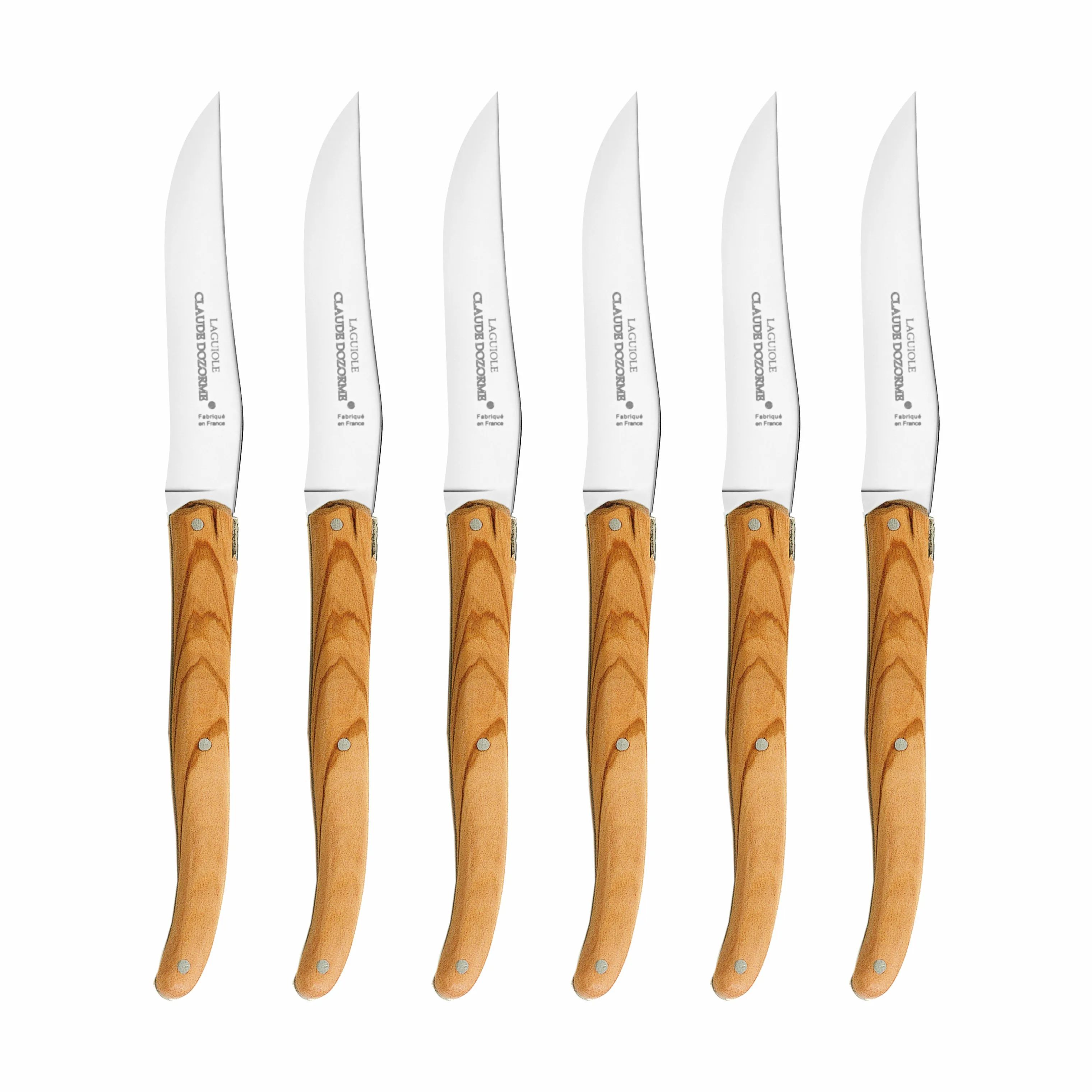 CLAUDE DOZORME Steakknive Laguiole Lagiuole Steakkniv - 6 stk. i Træ, 1
