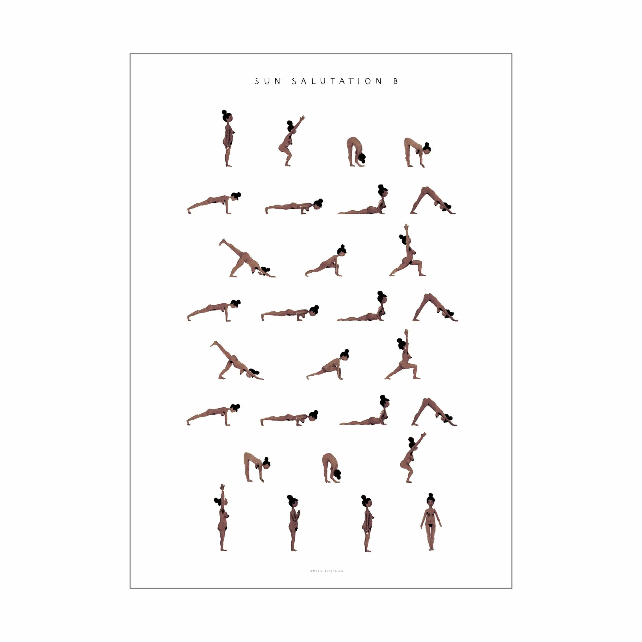 Poster&Frame Plakater plakat - Sun salutation a woman i Brun, B29,7 x L42 cm, 1