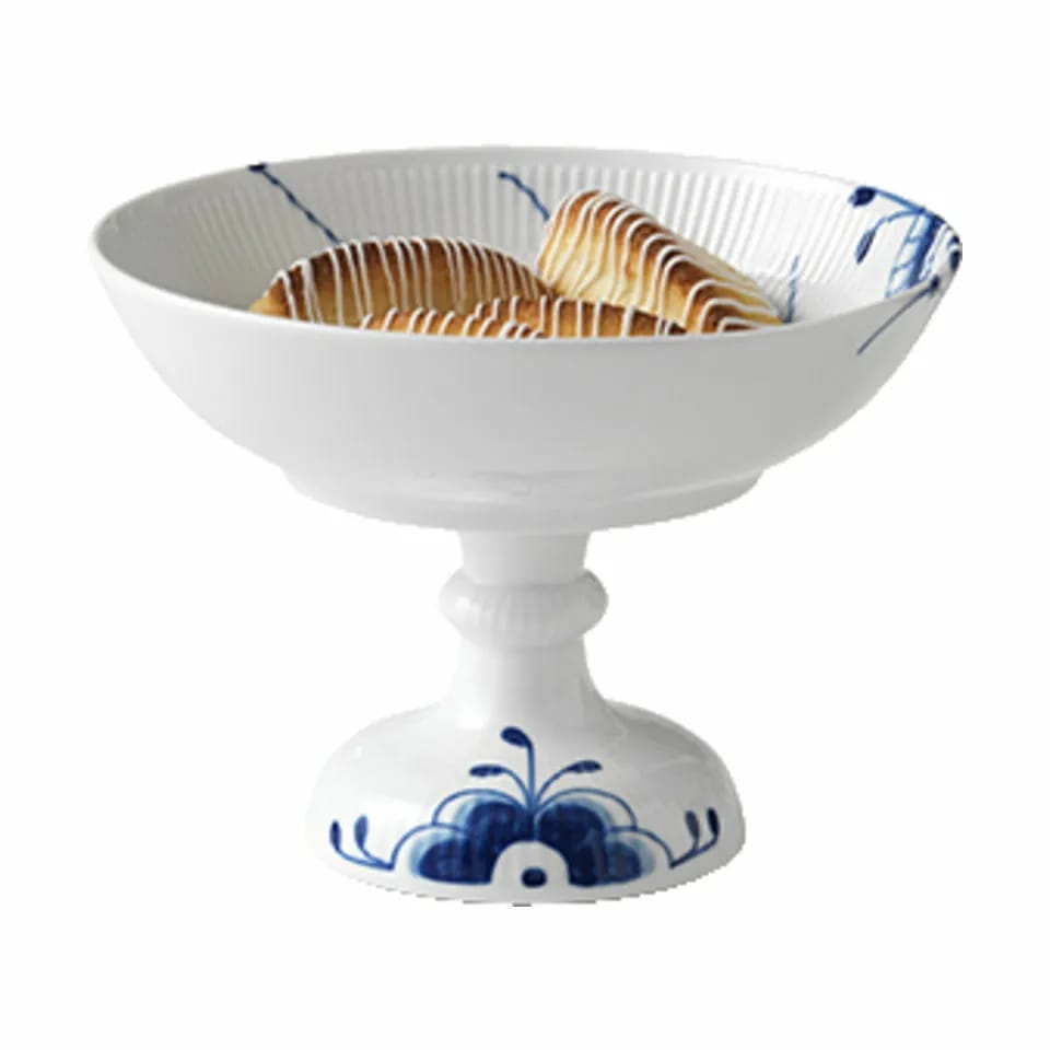 Royal Copenhagen Serveringsskåle Blå Mega Riflet Serveringsskål i Koboltblå/hvid, 21 cm, 4