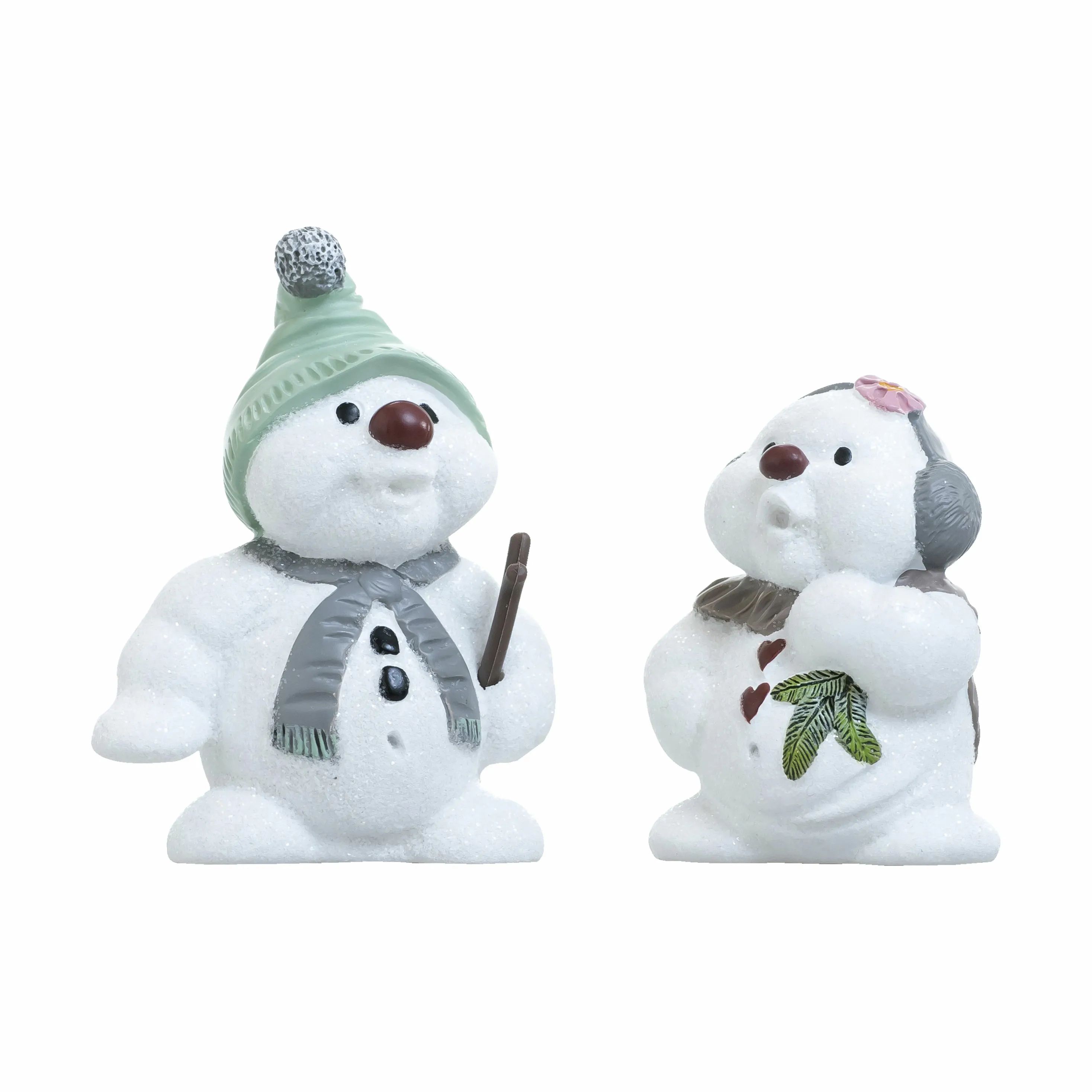 Klarborg Julefigurer Snemænd - Eluf & Elfi i Hvid, 7 cm, 1