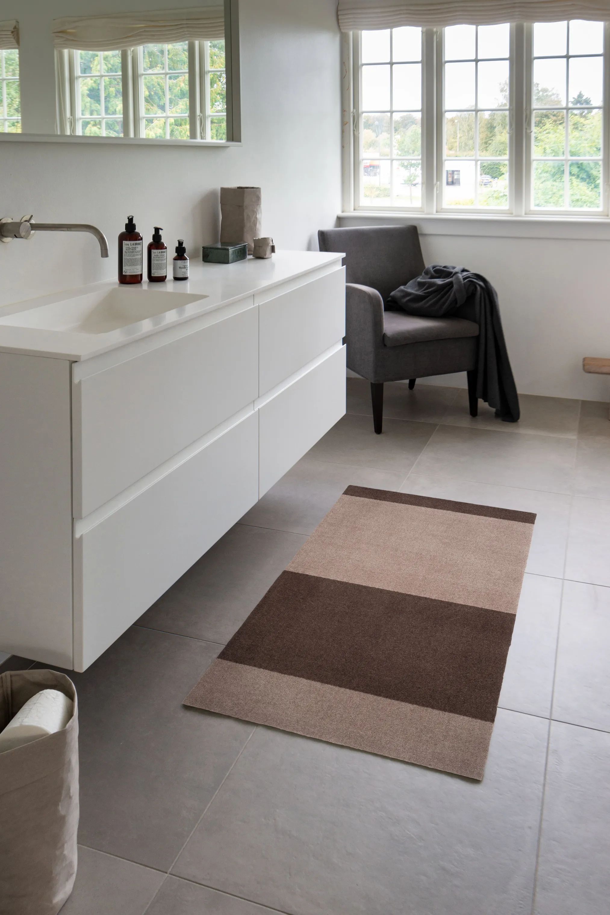 Tica Copenhagen Gulvtæpper Stripes Horisontal Gulvtæppe i Sand/brun, B67 x L120 cm, 2