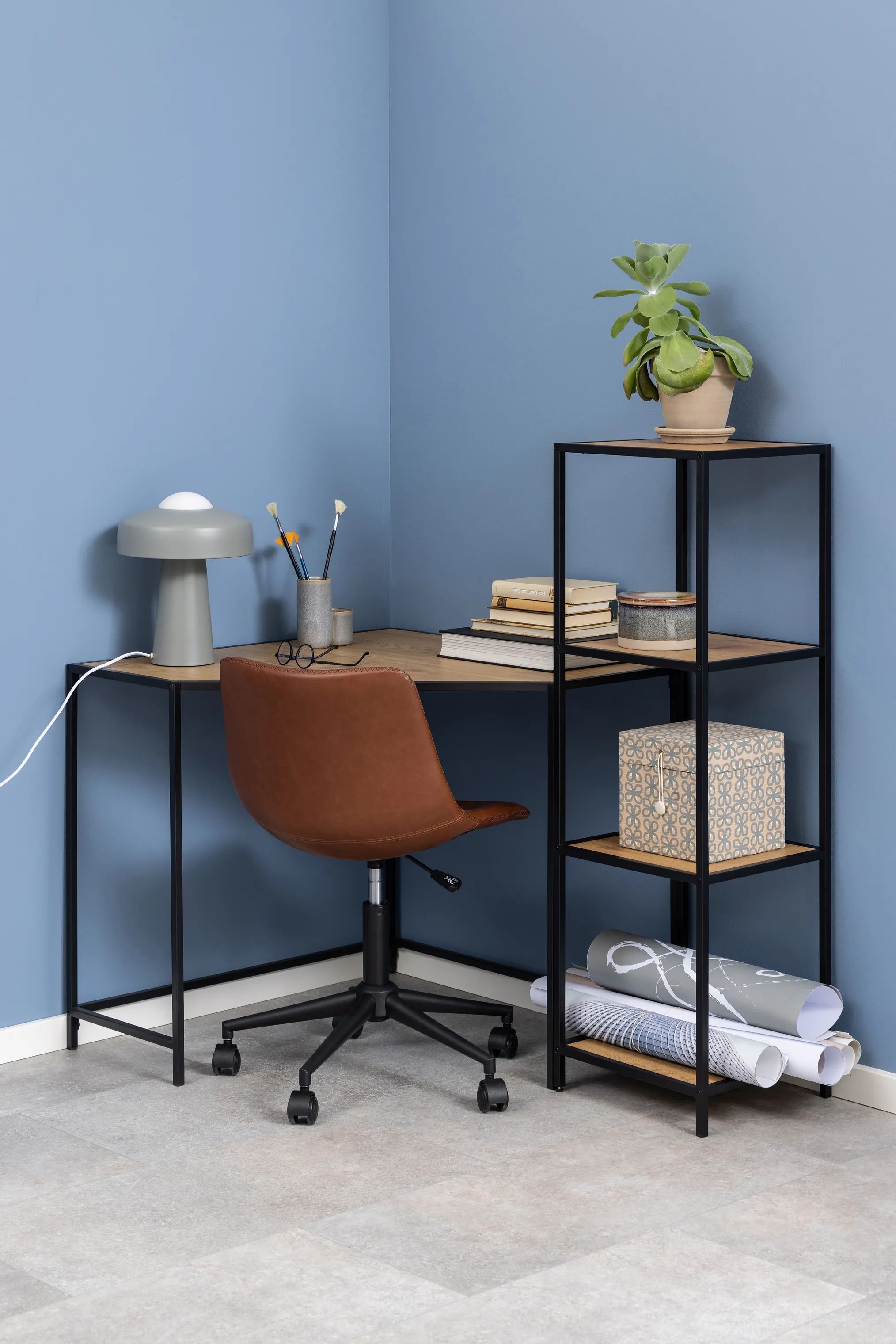 CASA Living Reoler og tilbehør Seaford Reol i natur/sort, 119,5 cm, 2