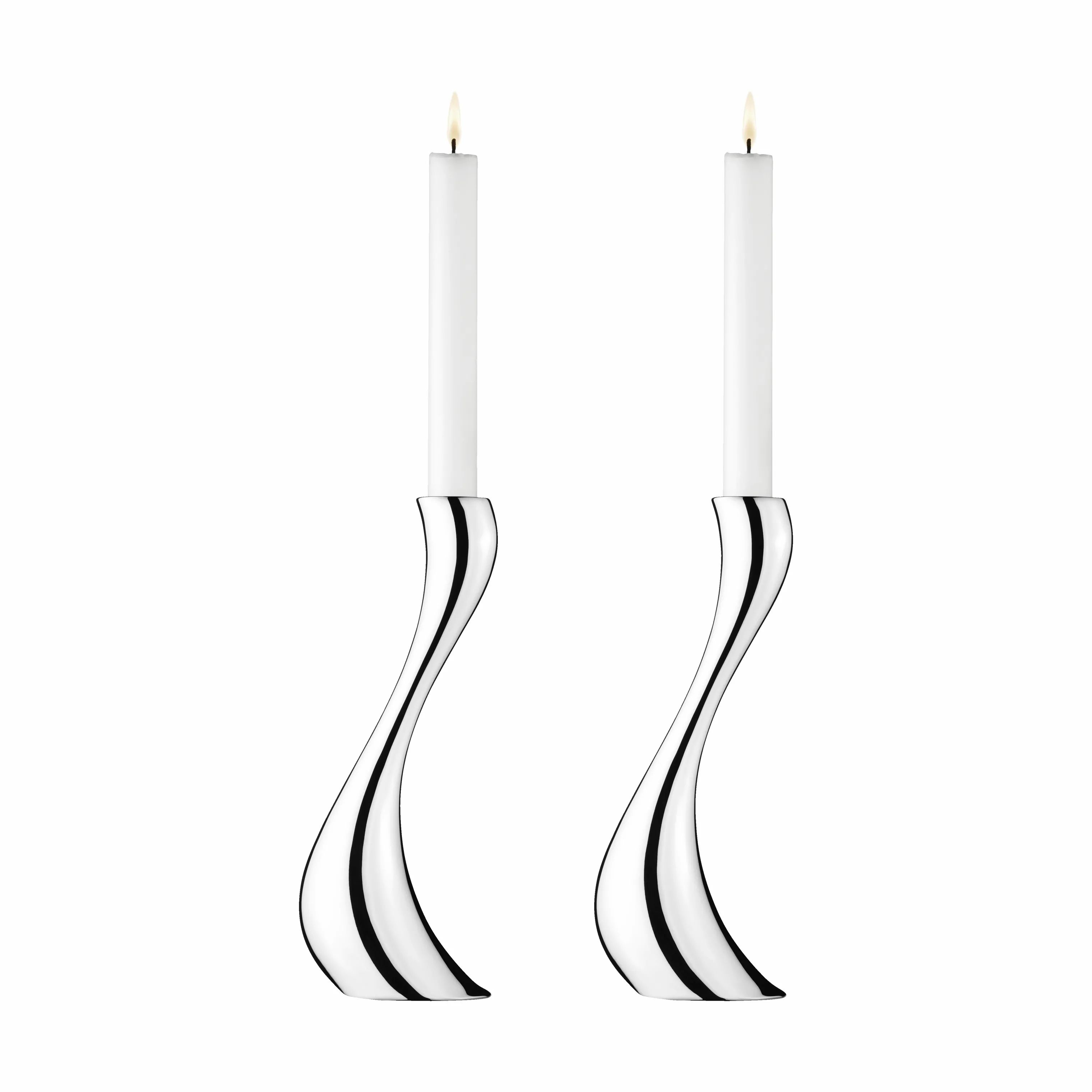 Georg Jensen Kronelysestage Cobra Lysestagesæt - 2 stk. i Blank/Stål, 24 cm, 1