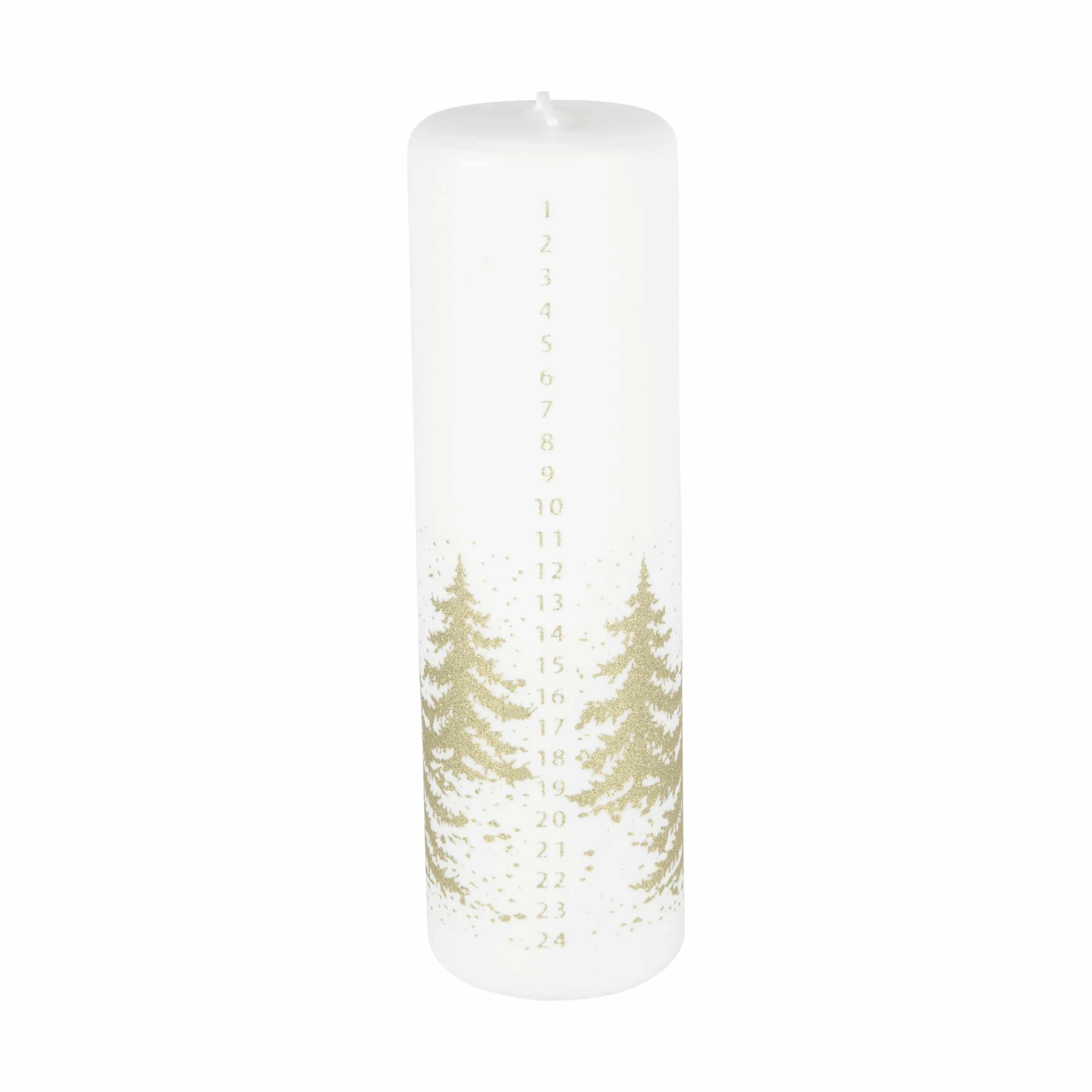 Casa Christmas Kalenderlys Bloklys i hvid/guldfarvet, 20 cm, 1