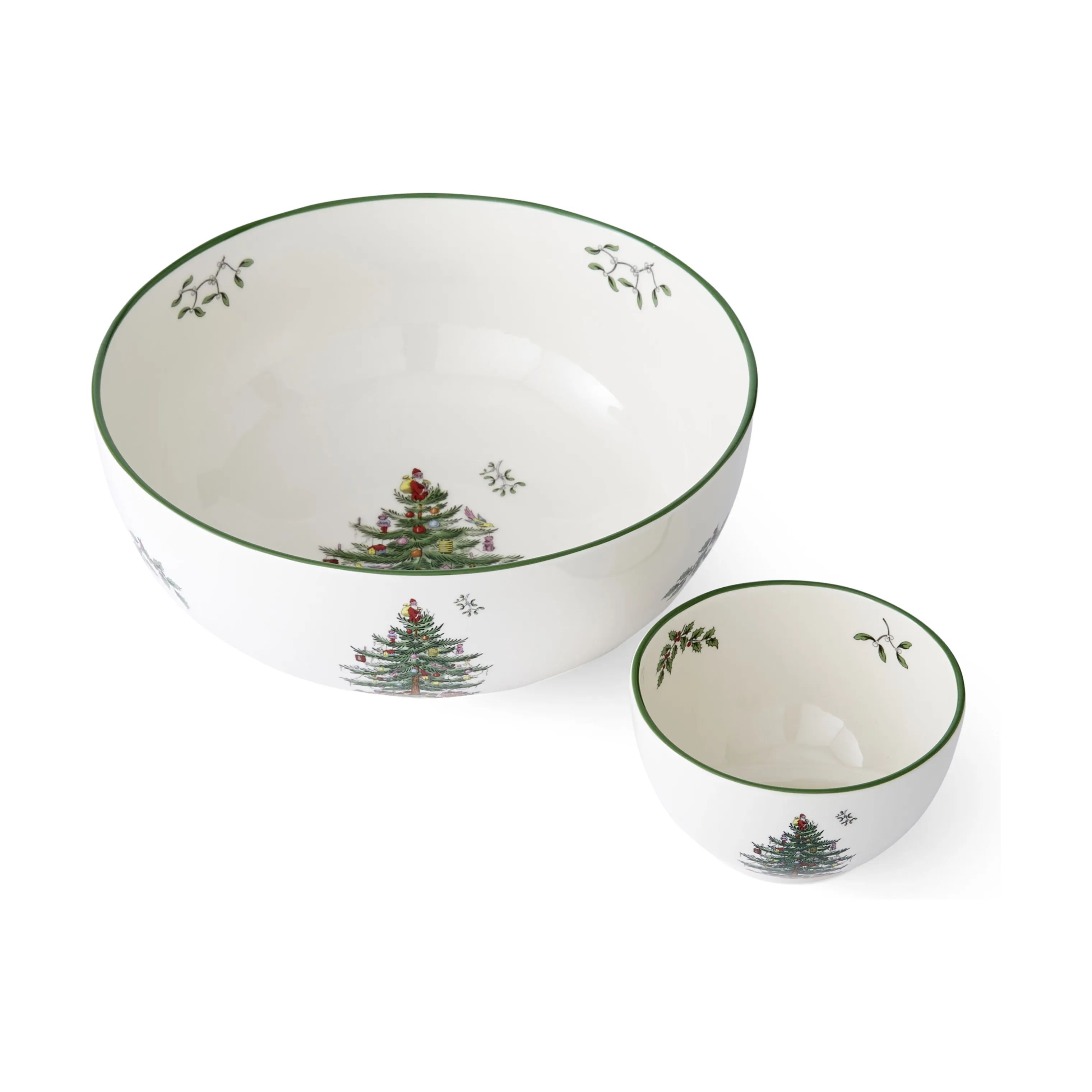 Spode Serveringsskåle Christmas Tree Chip´n Dip Skålsæt - 2 dele i Hvid/grøn/rød, 4