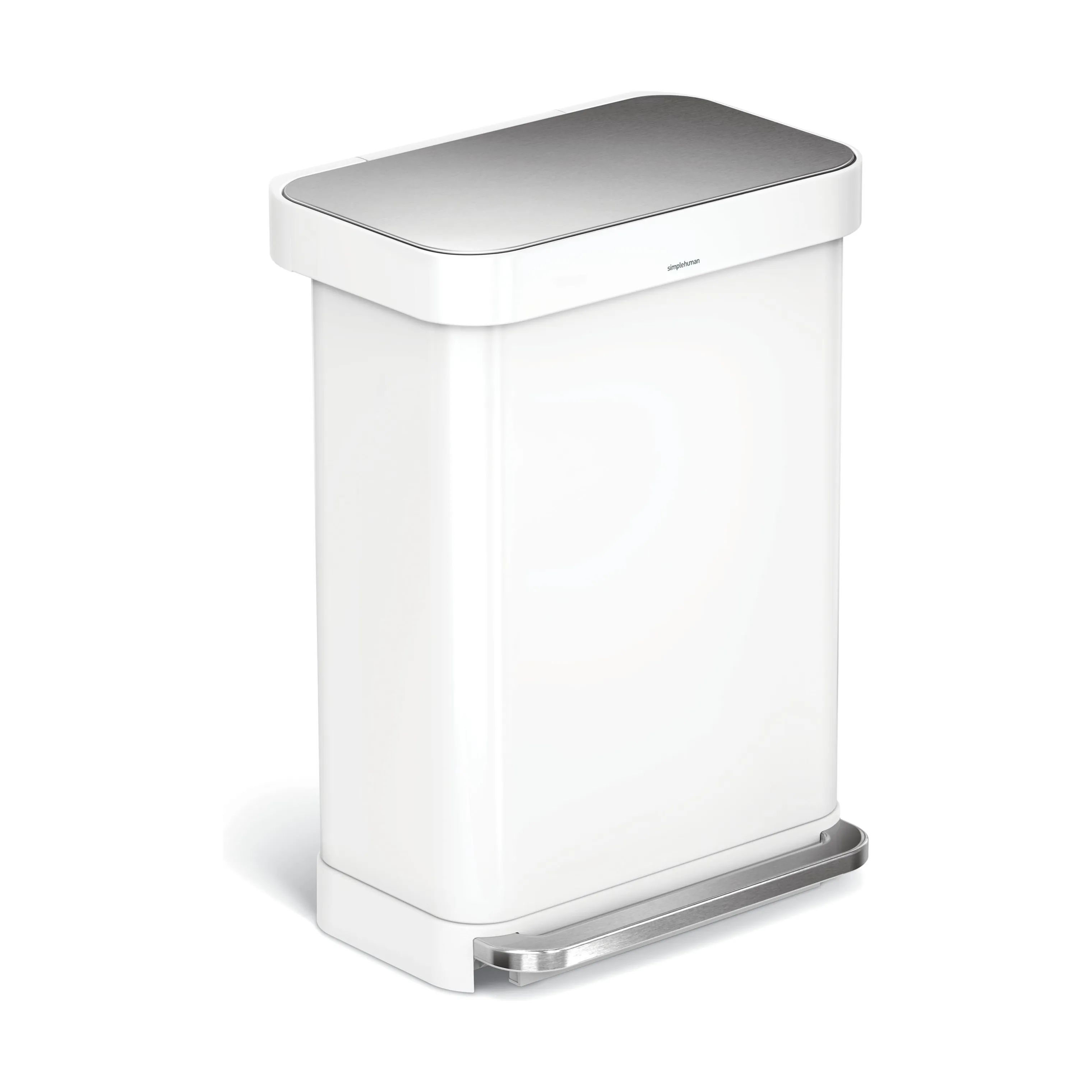 Simplehuman Pedalspande Slim Pedalspand i Hvid, 55 L, 3