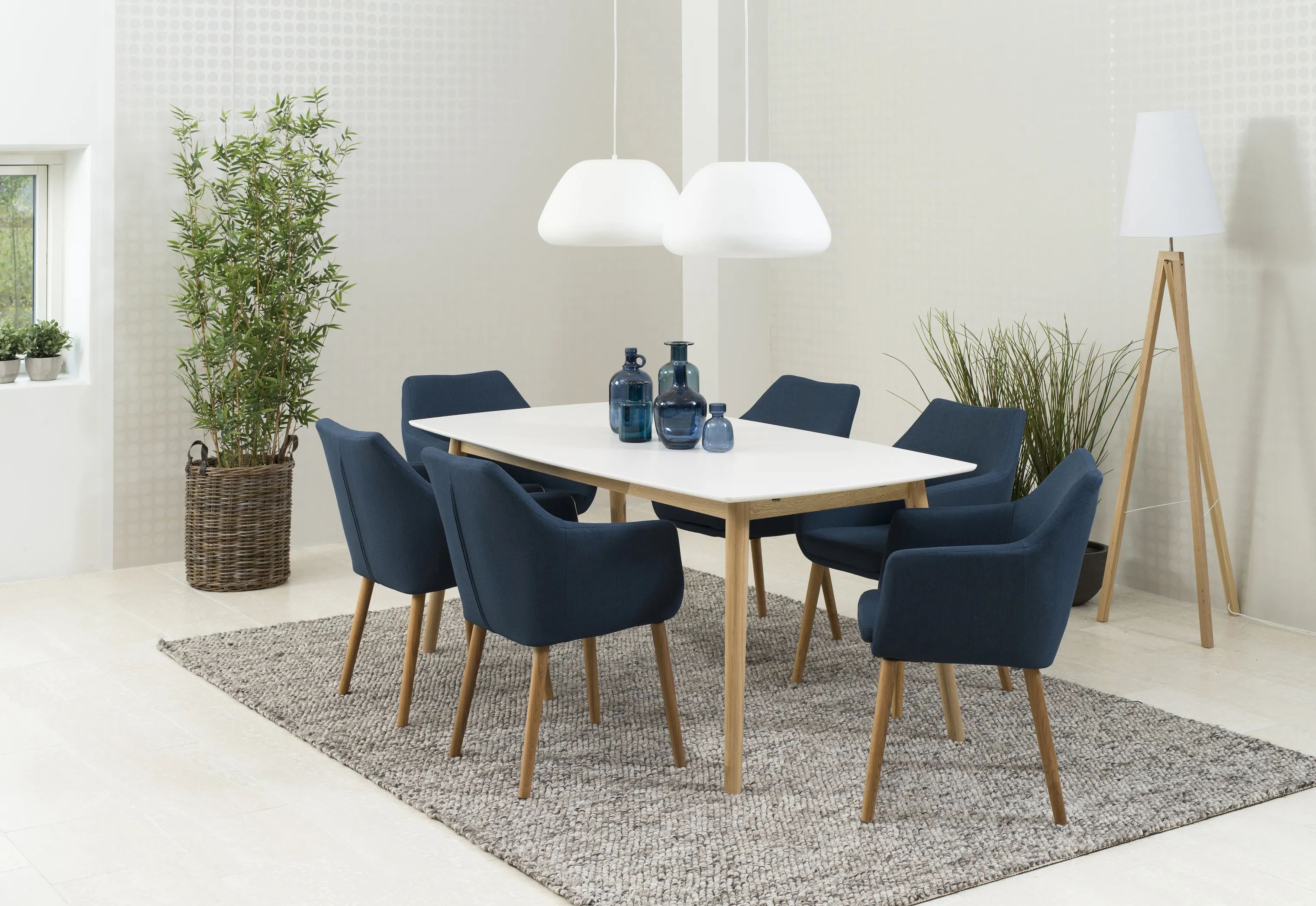 CASA Living Spiseborde Nagano Spisebord i egetræ/hvid, 6