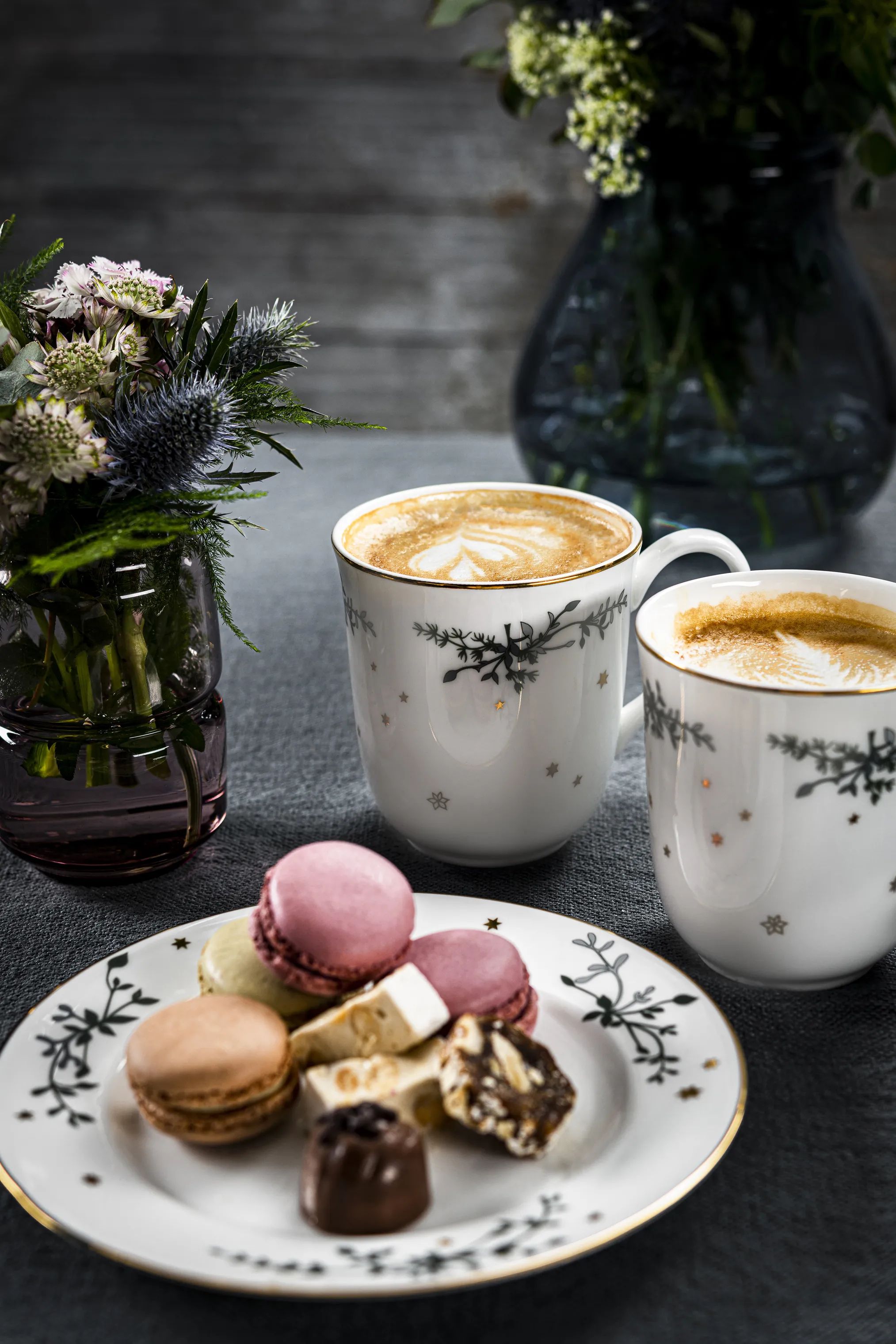 Jette Frölich Design Kagetallerkener Vinterstjerner Desserttallerken i Grøn/guld, 3
