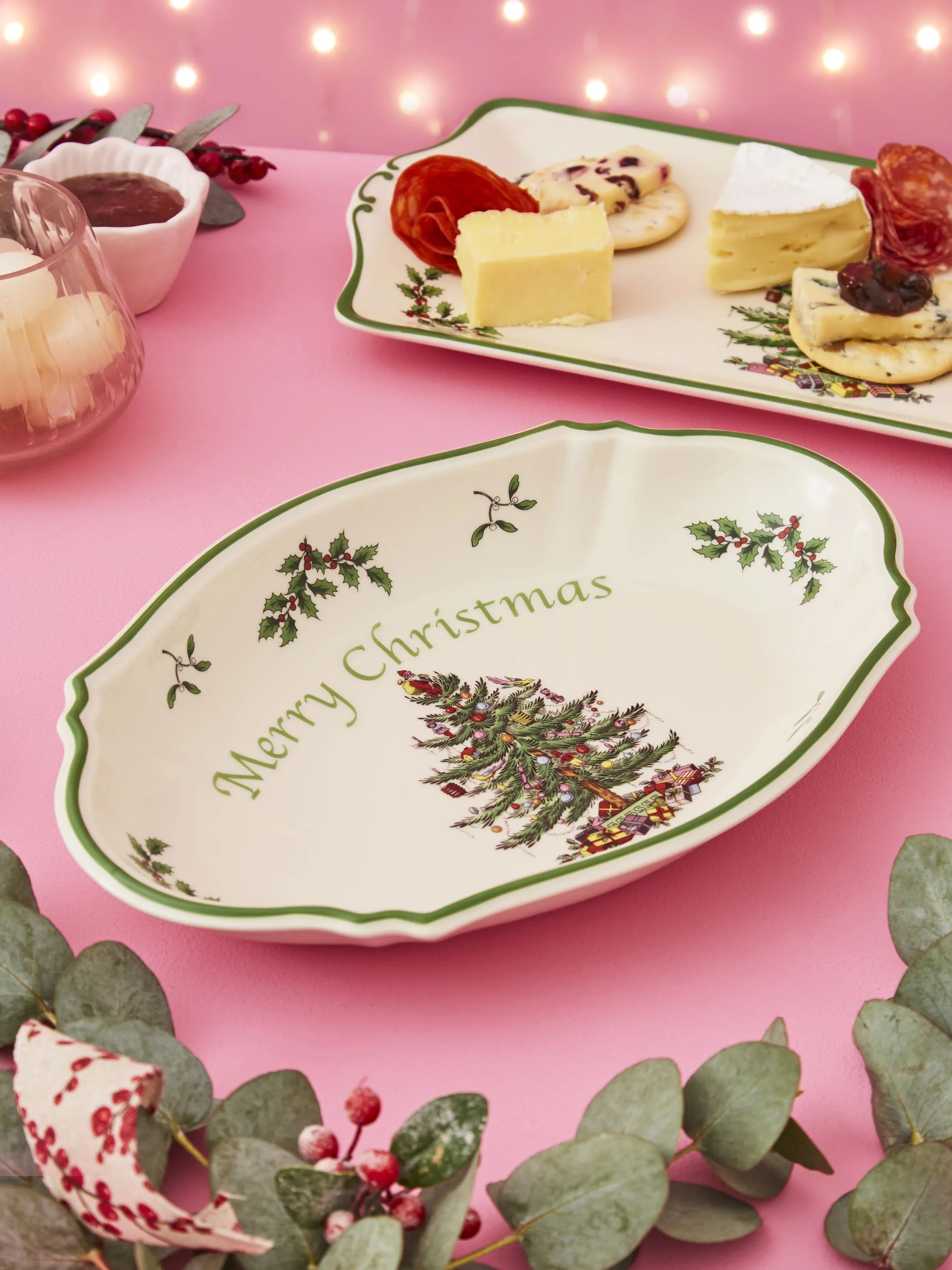 Spode Serveringsfade Christmas Tree Fad i Hvid/grøn/rød, 3