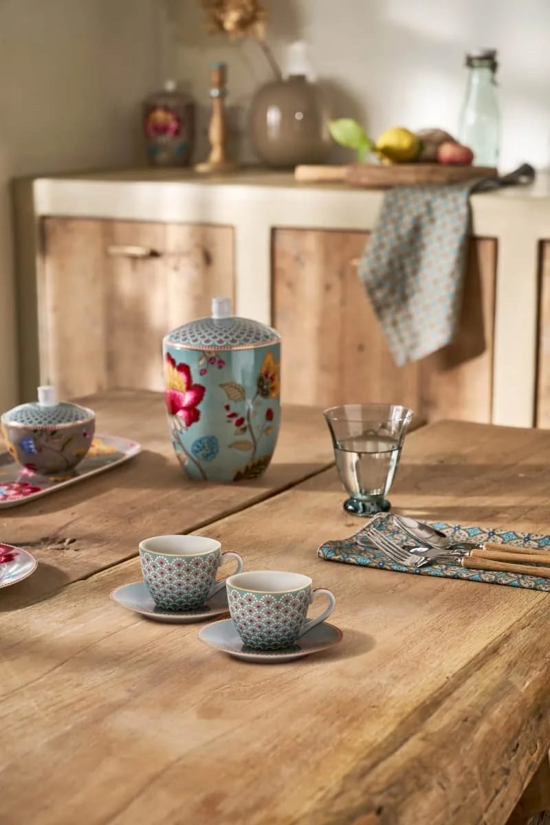 PIP Studio Espressokopper Blooming Tales Espressokop m. underkop - 2 stk. i Blue, 2