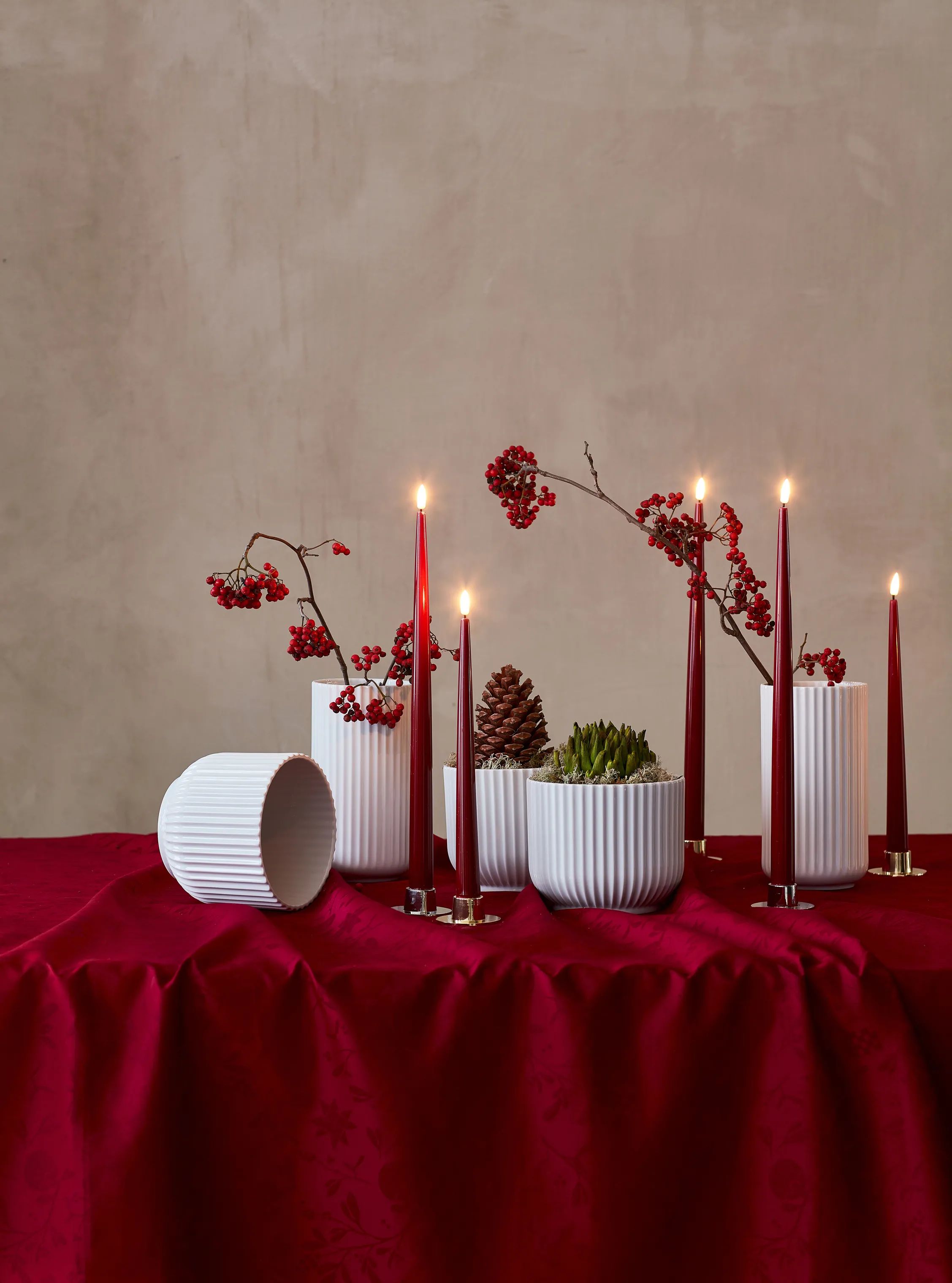 Deluxe Homeart LED-lys Real Flame LED Kertelys - 2 stk. i Bordeaux, 28 cm, 2