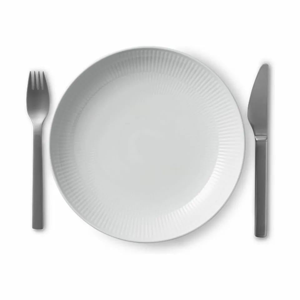 Royal Copenhagen Middagstallerkener Hvid Riflet Middagstallerken i Hvid, 25 cm, 4