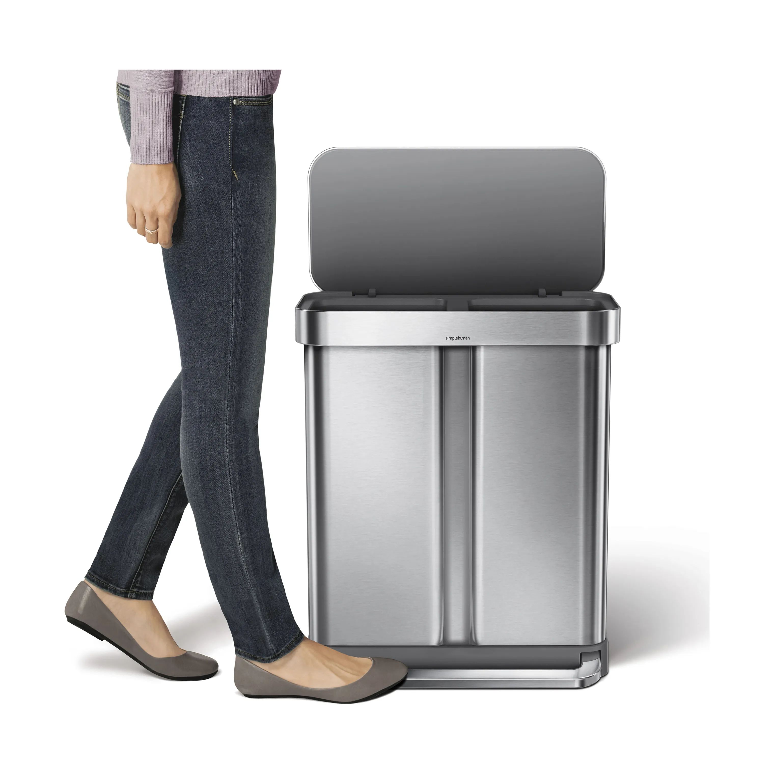 Simplehuman Pedalspande Dual Pedalspand i Børstet stål, 3