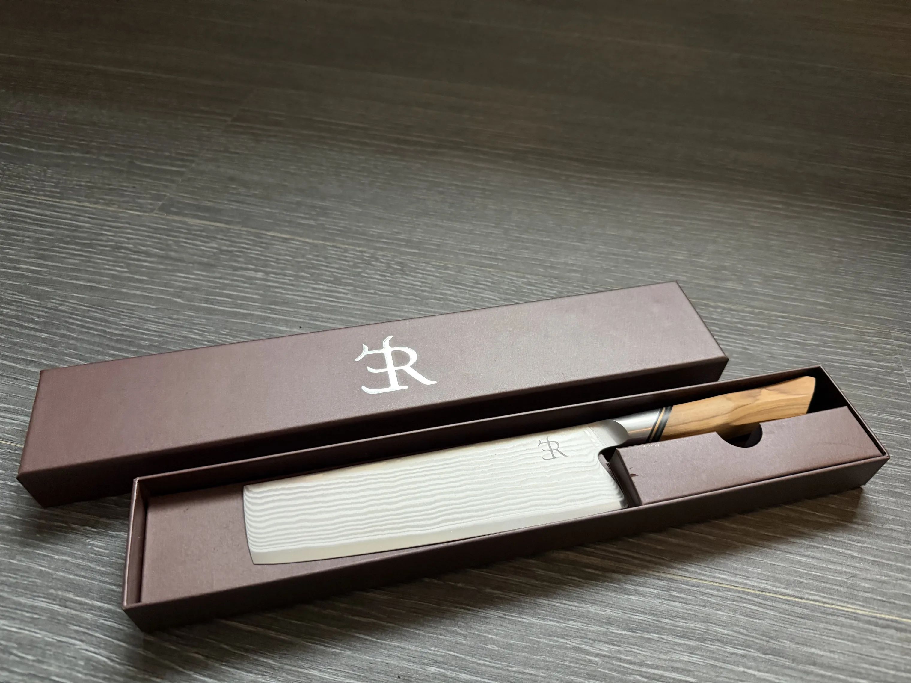 Ryda Knives Grøntsagsknive A-73 Nakirikniv i rustfrit stål/brun, 2