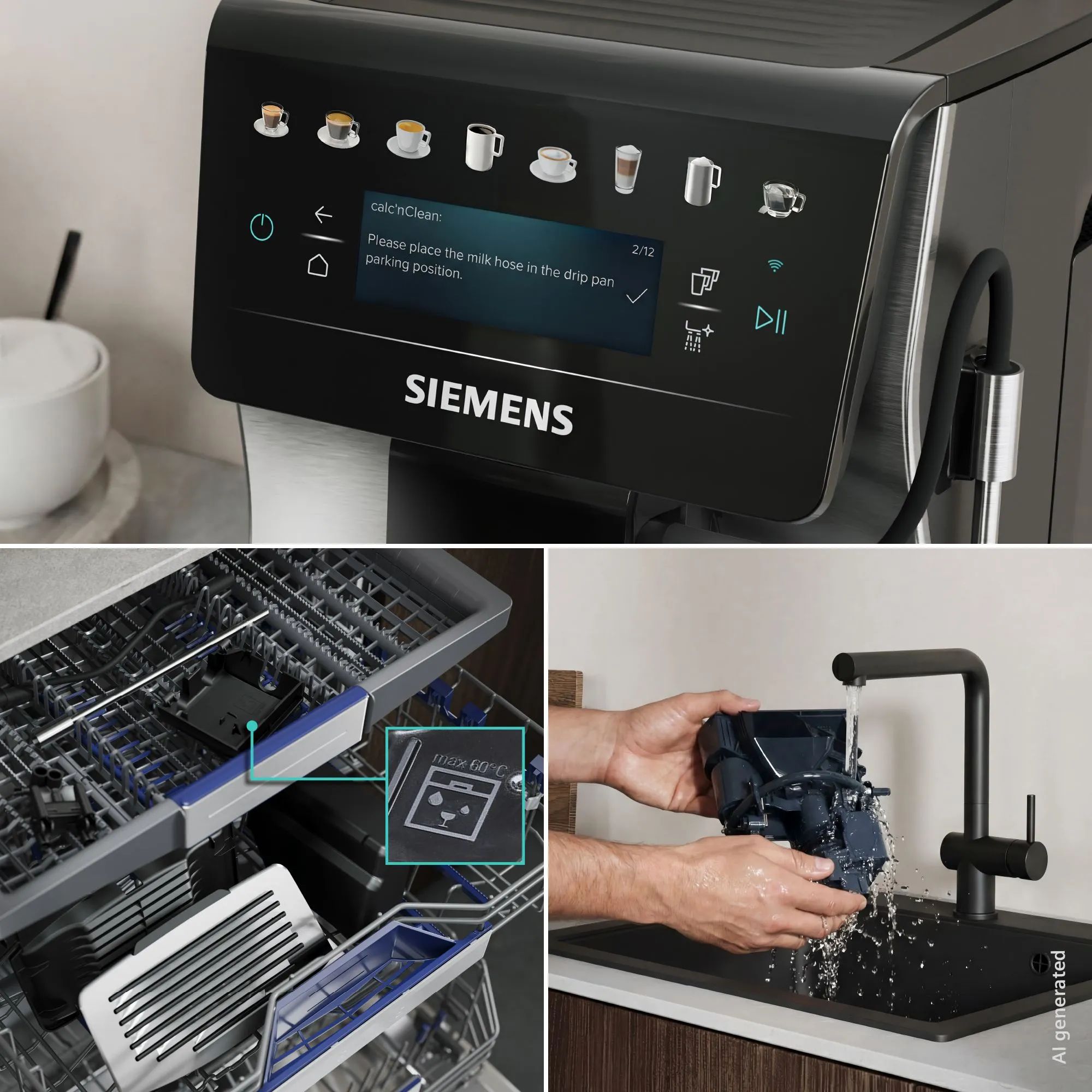 Siemens Espressomaskiner EQ600 iAroma Espressomaskine TP605EM3 i Sølv, 5