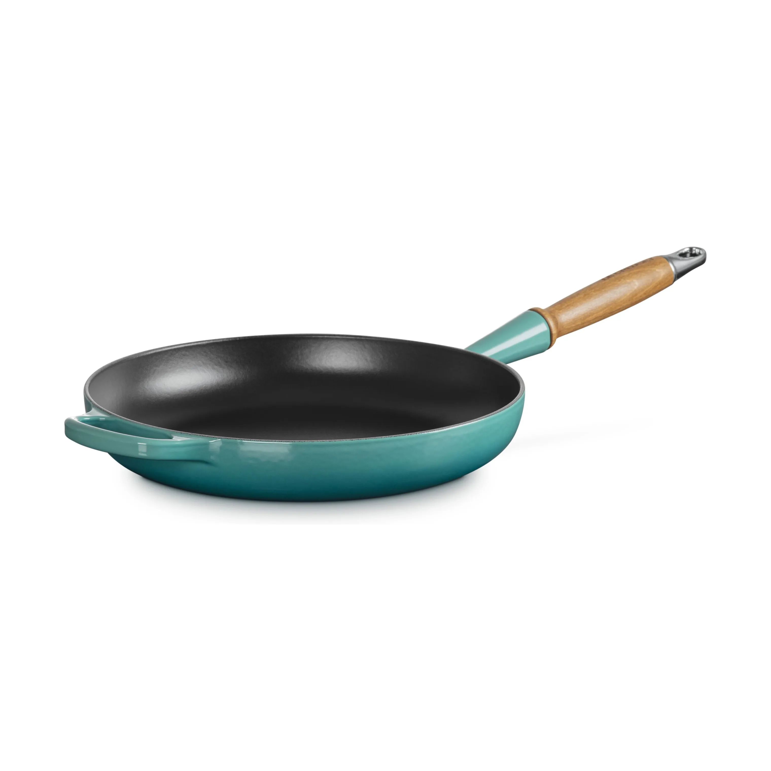 Le Creuset Stegepander Signature Stegepande m. træhåndtag i Bleu Riviera, 4