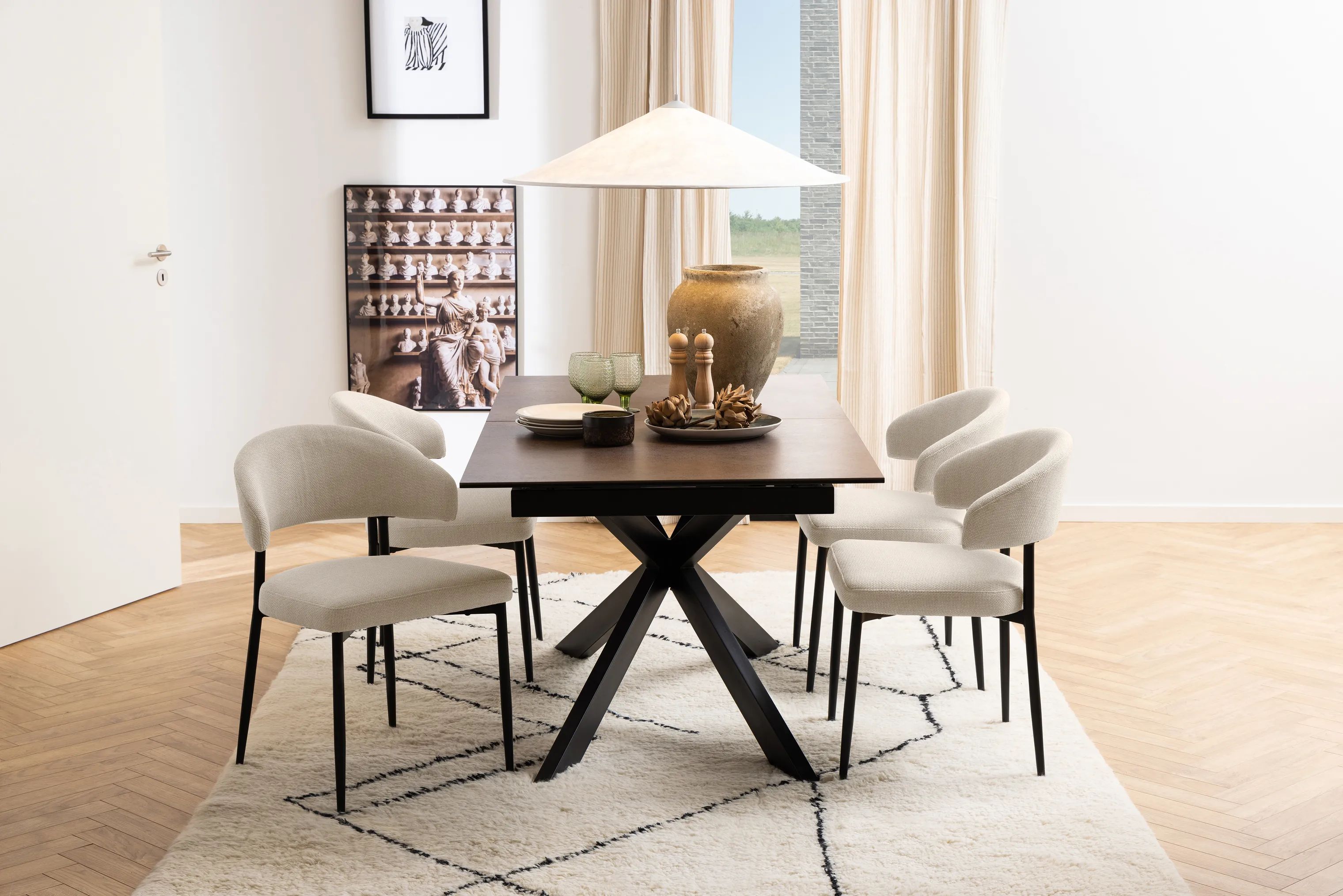 CASA Living Spiseborde Irwine Spisebord i Rustbrun, H76 x B210 x L90 cm, 2