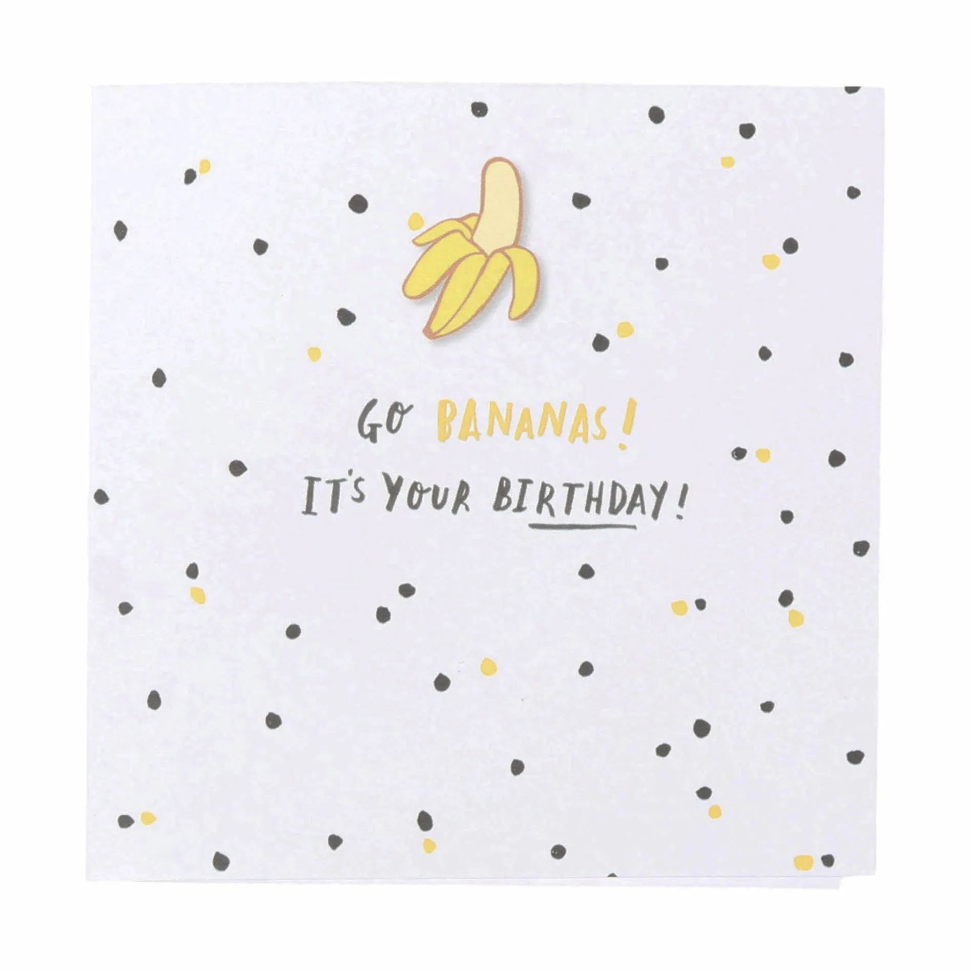CASA Living Kort Kort - Go bananas! It's your birthday! i gul;sort;hvid, 1