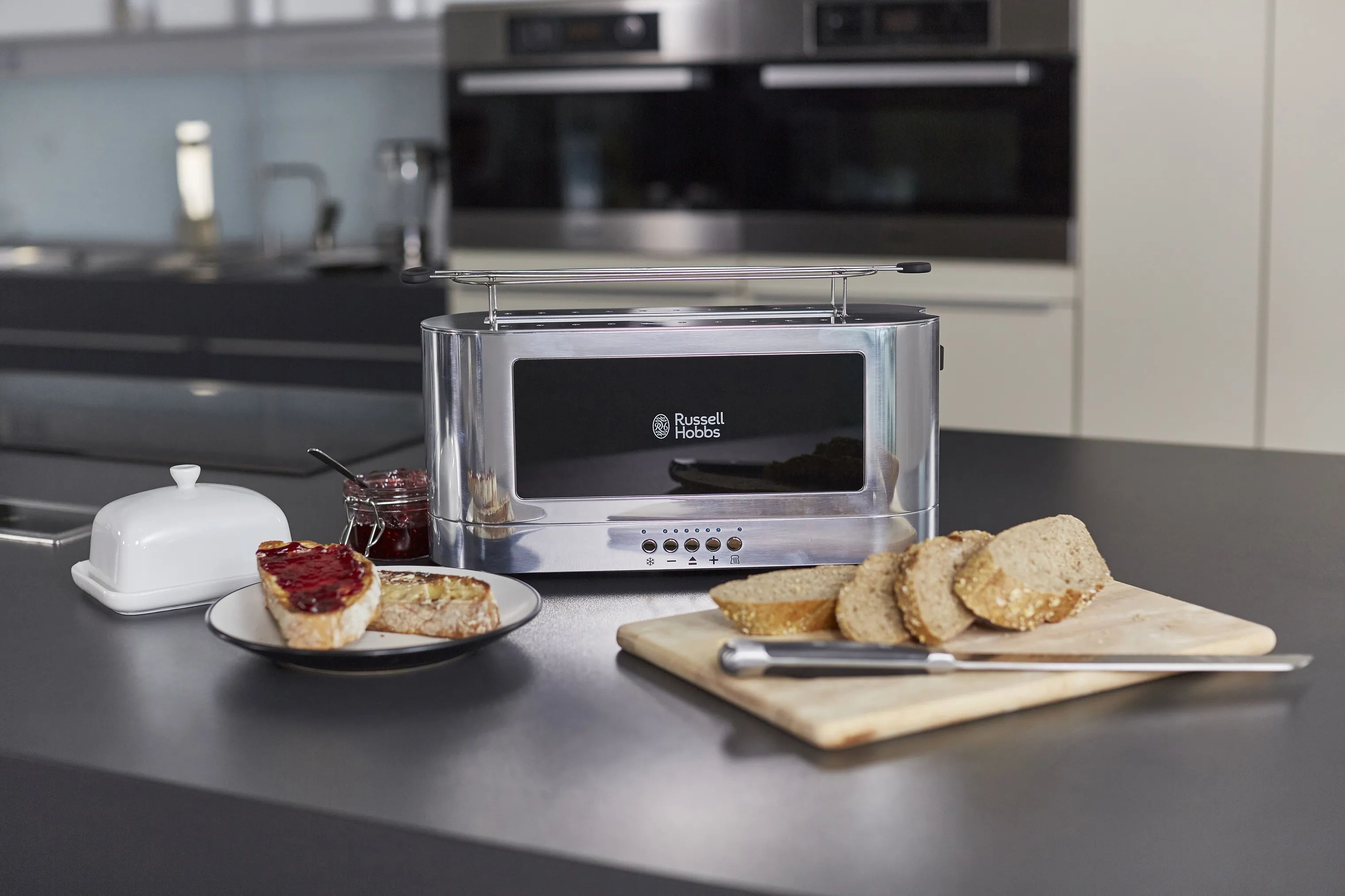 Russell Hobbs Brødristere Elegance Glass Brødrister i Stål/Sort, 7