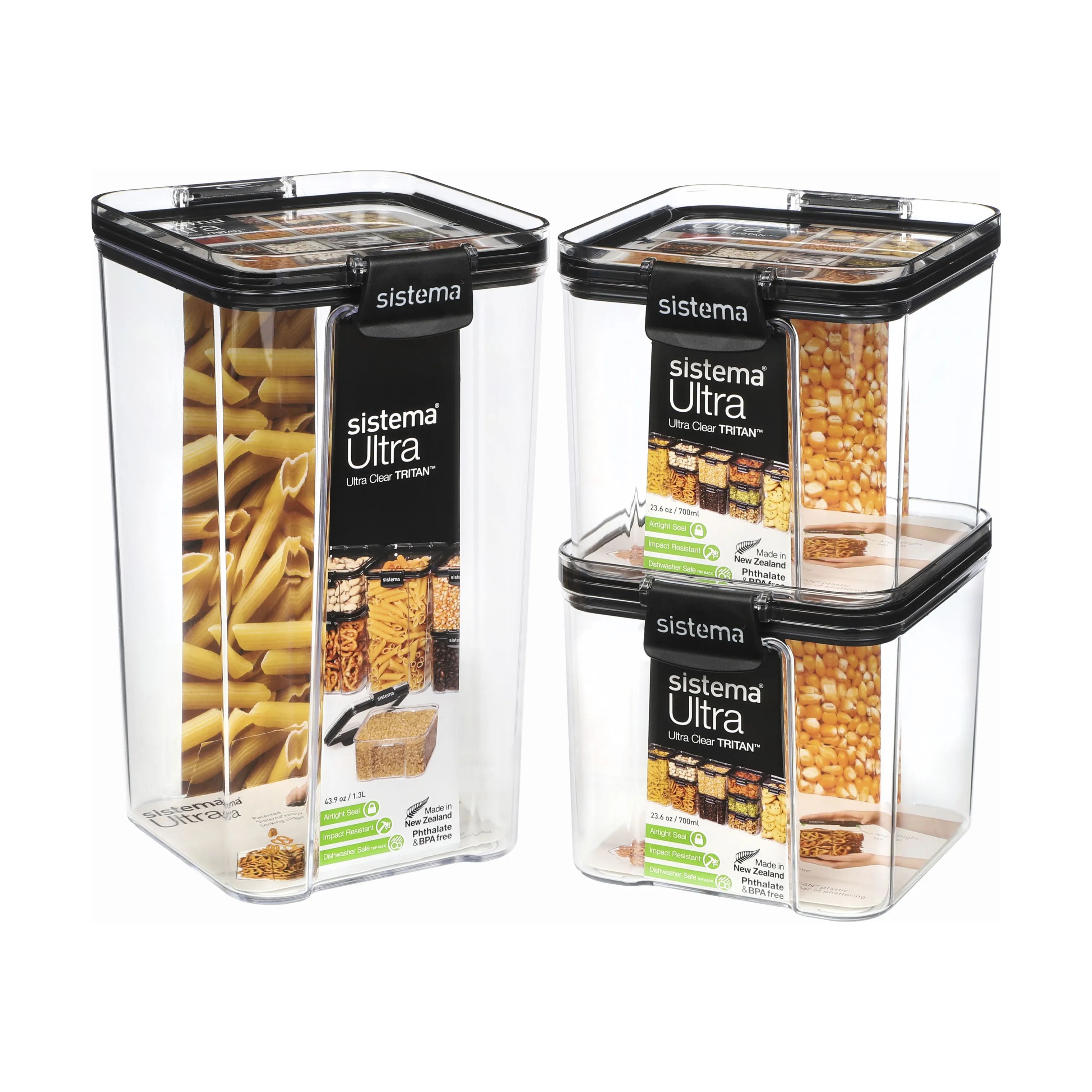 Sistema Opbevaringsbokse Ultra Opbevaringsbokse - 3 dele i 700ml/1,3 liter, 3