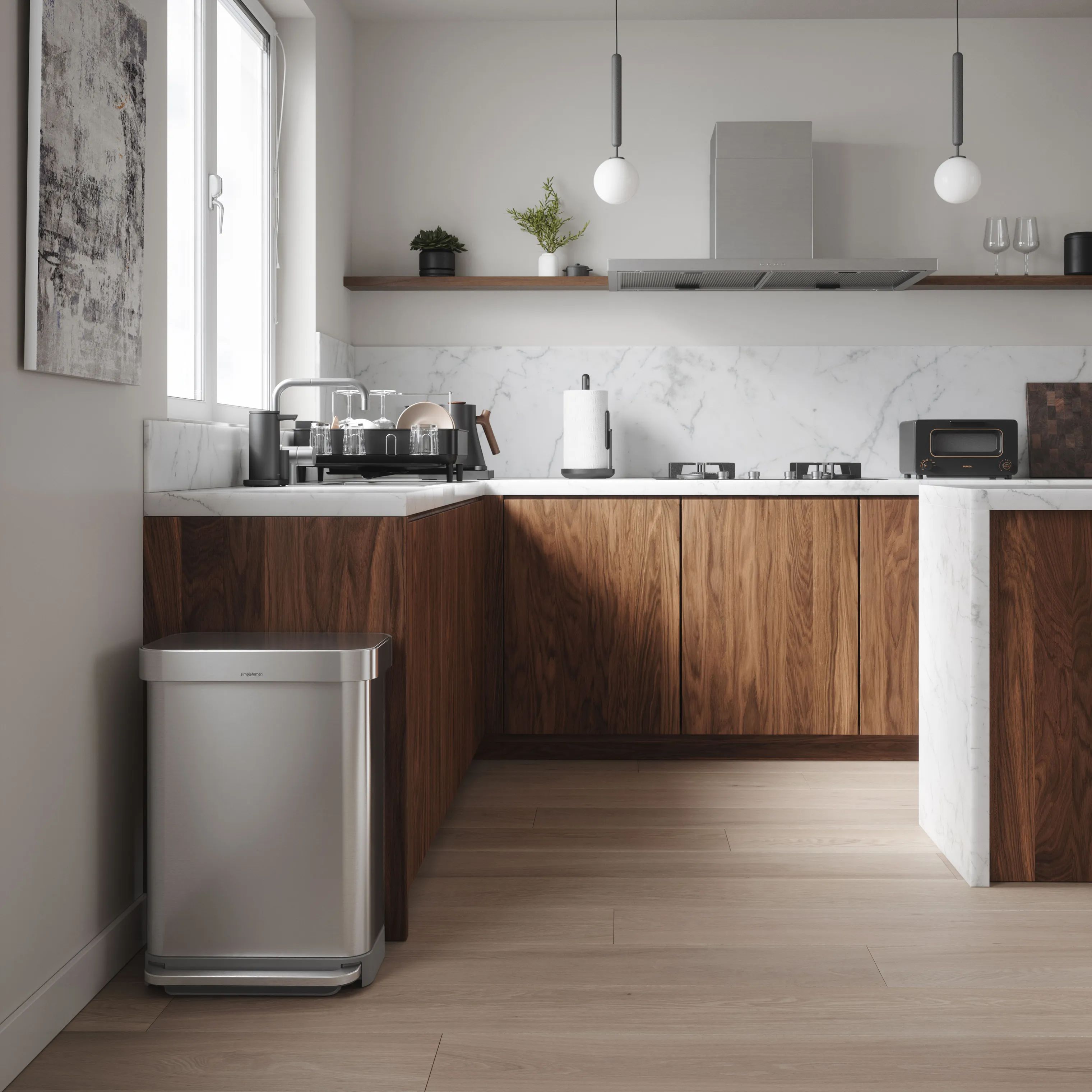 Simplehuman Pedalspande Slim Pedalspand i Børstet stål, 55 L, 3