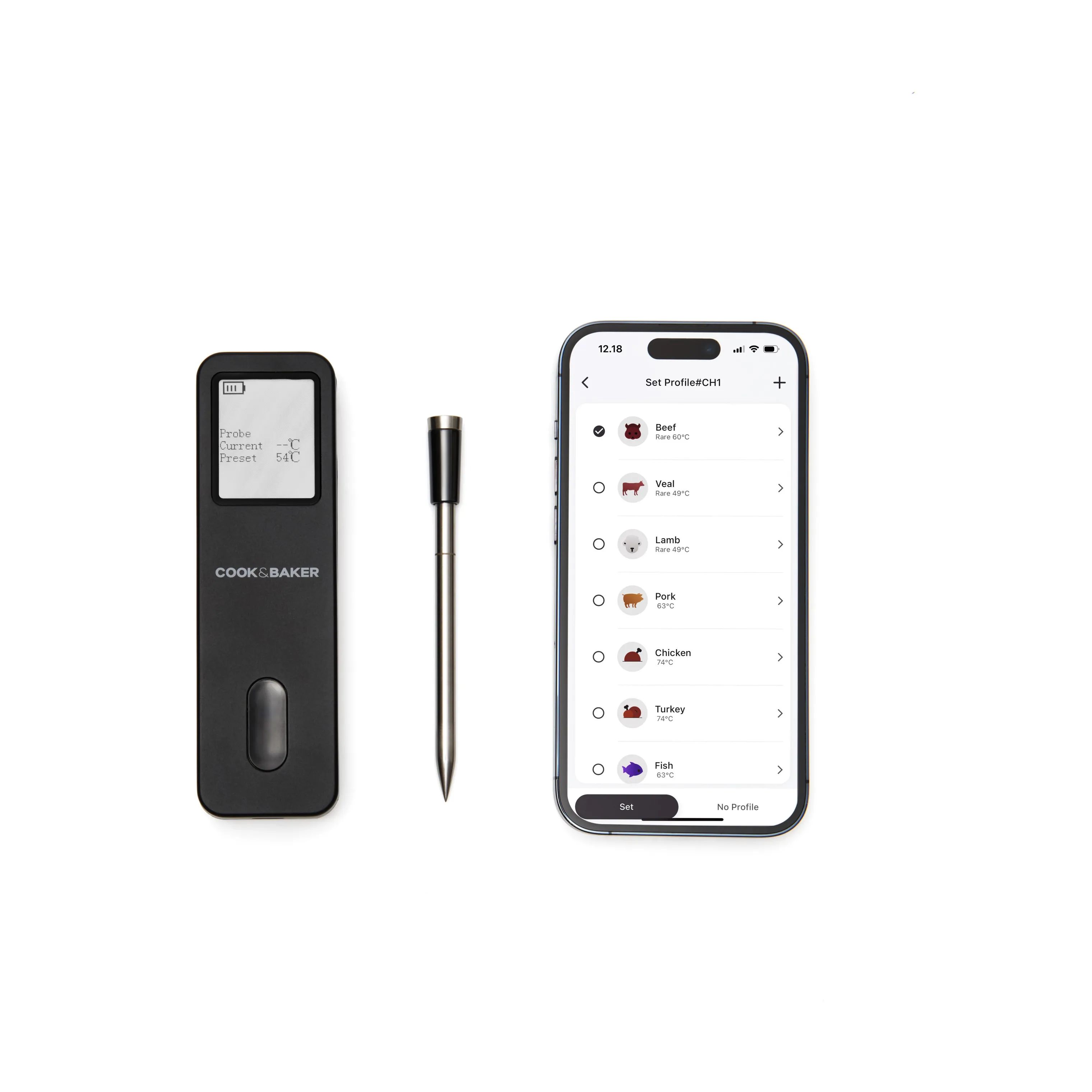 Cook & Baker Stegetermometre Trådløst Stegetermometer i sort, 6