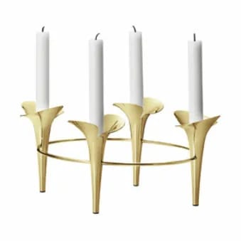Georg Jensen Kronelysestage Bloom Lysestage i Guldfarvet, 4