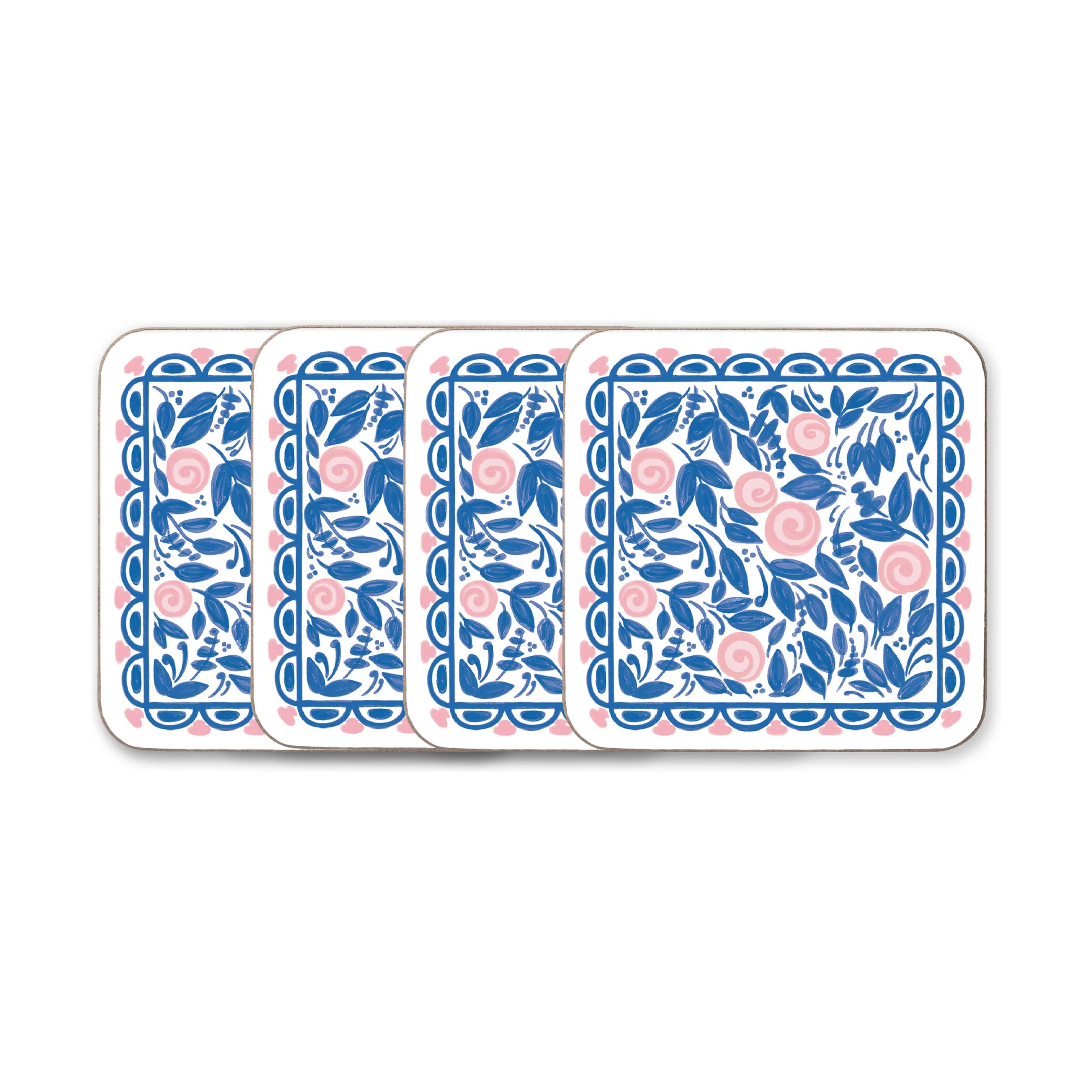 Bjørn Wiinblad Glasbrikker og coasters Dora Coaster - 4 stk. i Blue flower, 1