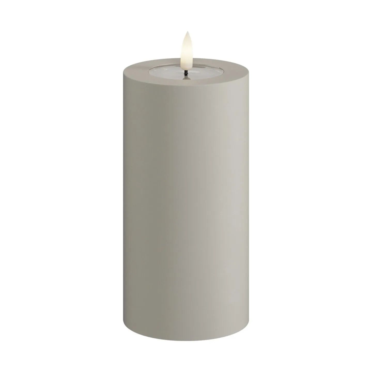 Deluxe Homeart LED-lys Real Flame LED Udendørs Bloklys i Sand, H15 x Ø7,5 cm, 1