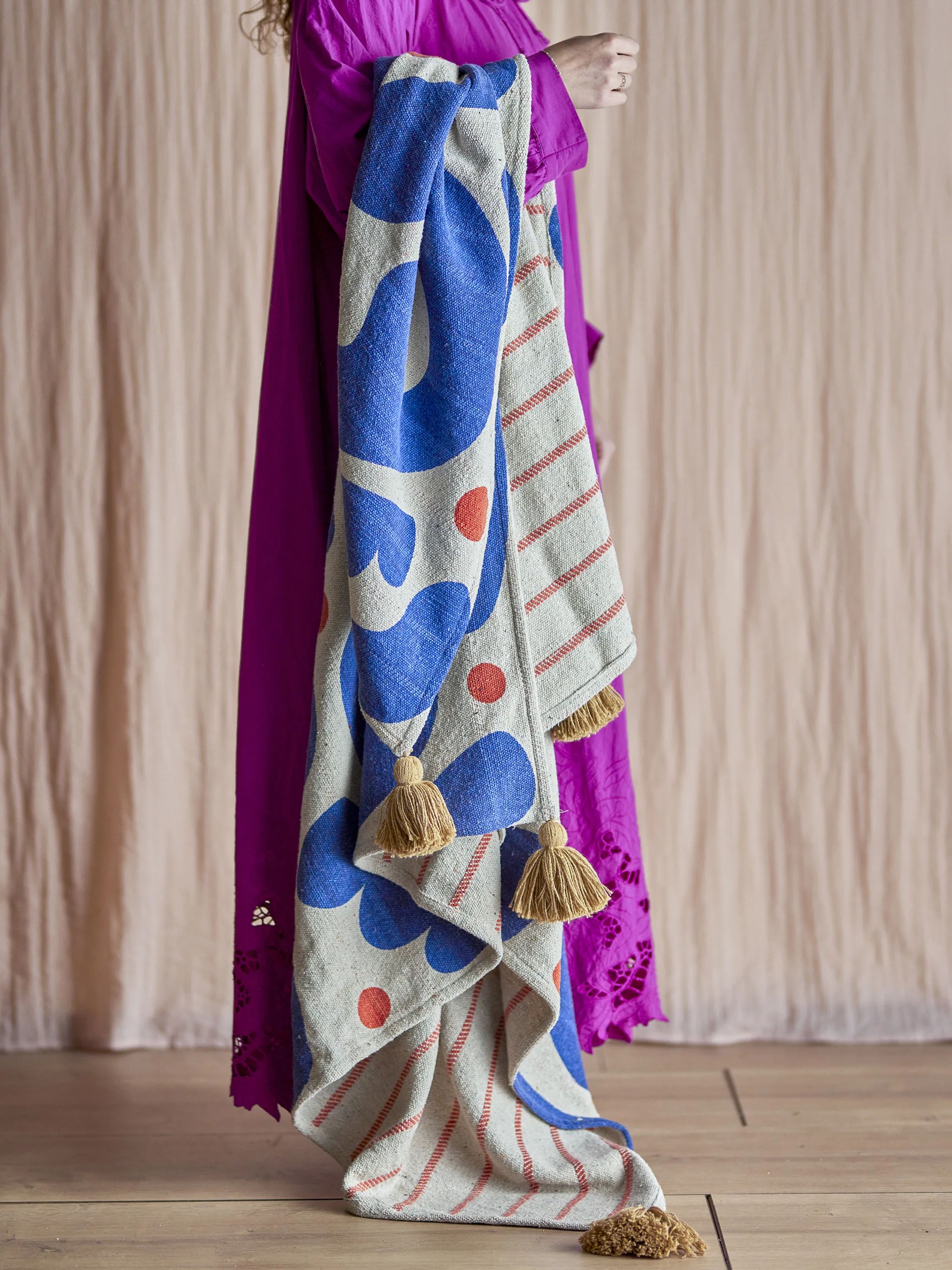 Bloomingville Plaider Eviaya Plaid i Blå, 5