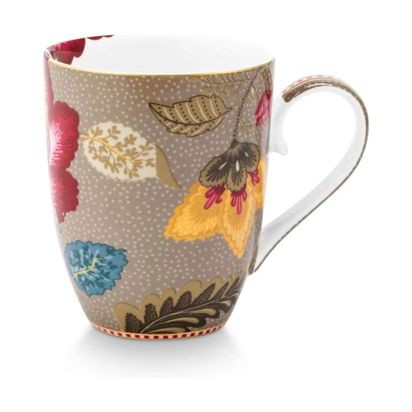 PIP Studio Krus og kopper med hank Blooming Tales Krus i Khaki, 36,5 cl, 3