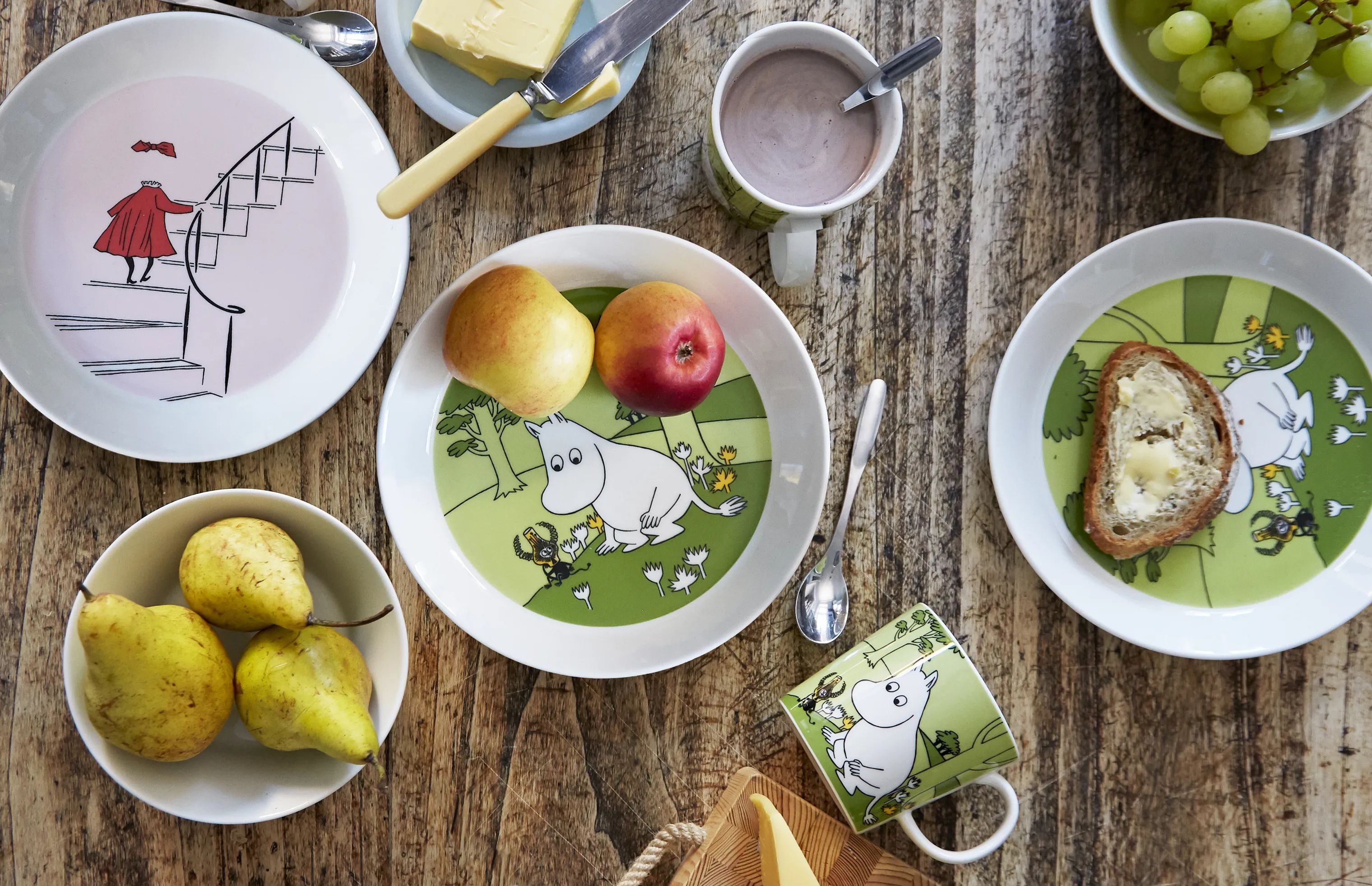 Moomin Arabia Frokosttallerkener Ferieklar Tallerken - Ninni i Ninni Pudder - Rosa, 2